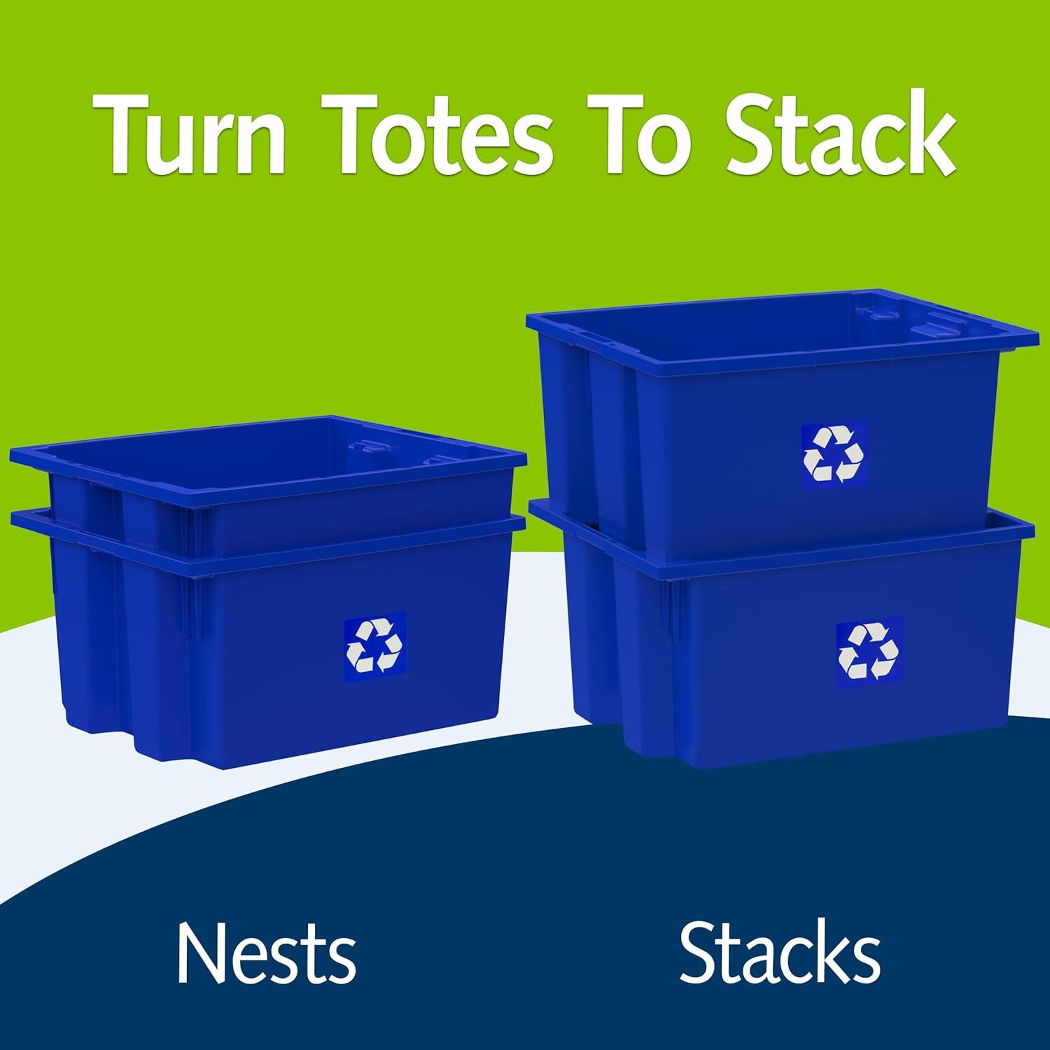 image:imageReadySpace 6Pack Commercial Industrial Heavy Duty Stackable Large Capacity Recycling Bin Box Containers 9 Gallon 1912Inch x 1512Inch x 10Inch Blue9 Gallon 1912Inch x 1512Inch x 10Inch