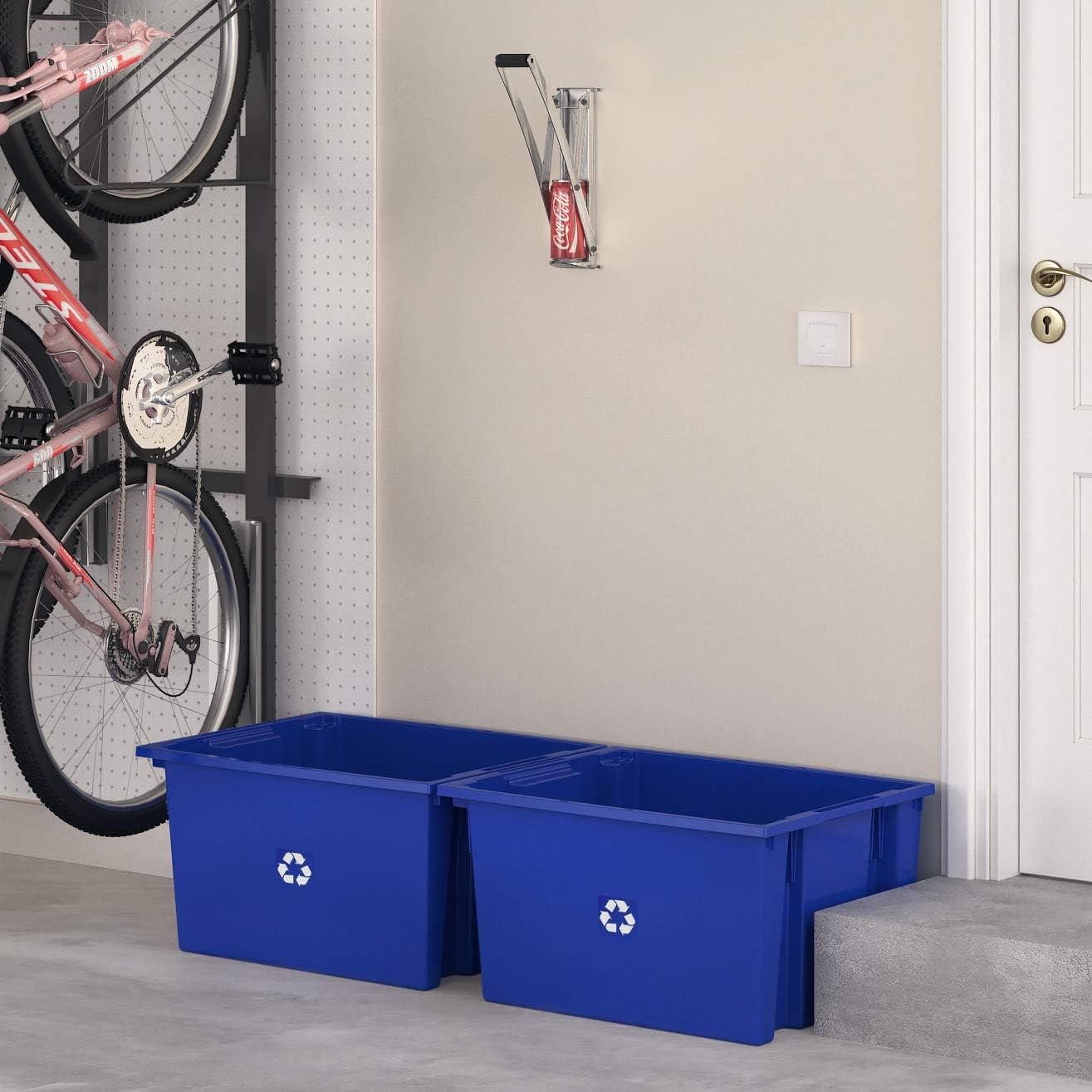 image:imageReadySpace 6Pack Commercial Industrial Heavy Duty Stackable Large Capacity Recycling Bin Box Containers 9 Gallon 1912Inch x 1512Inch x 10Inch Blue9 Gallon 1912Inch x 1512Inch x 10Inch