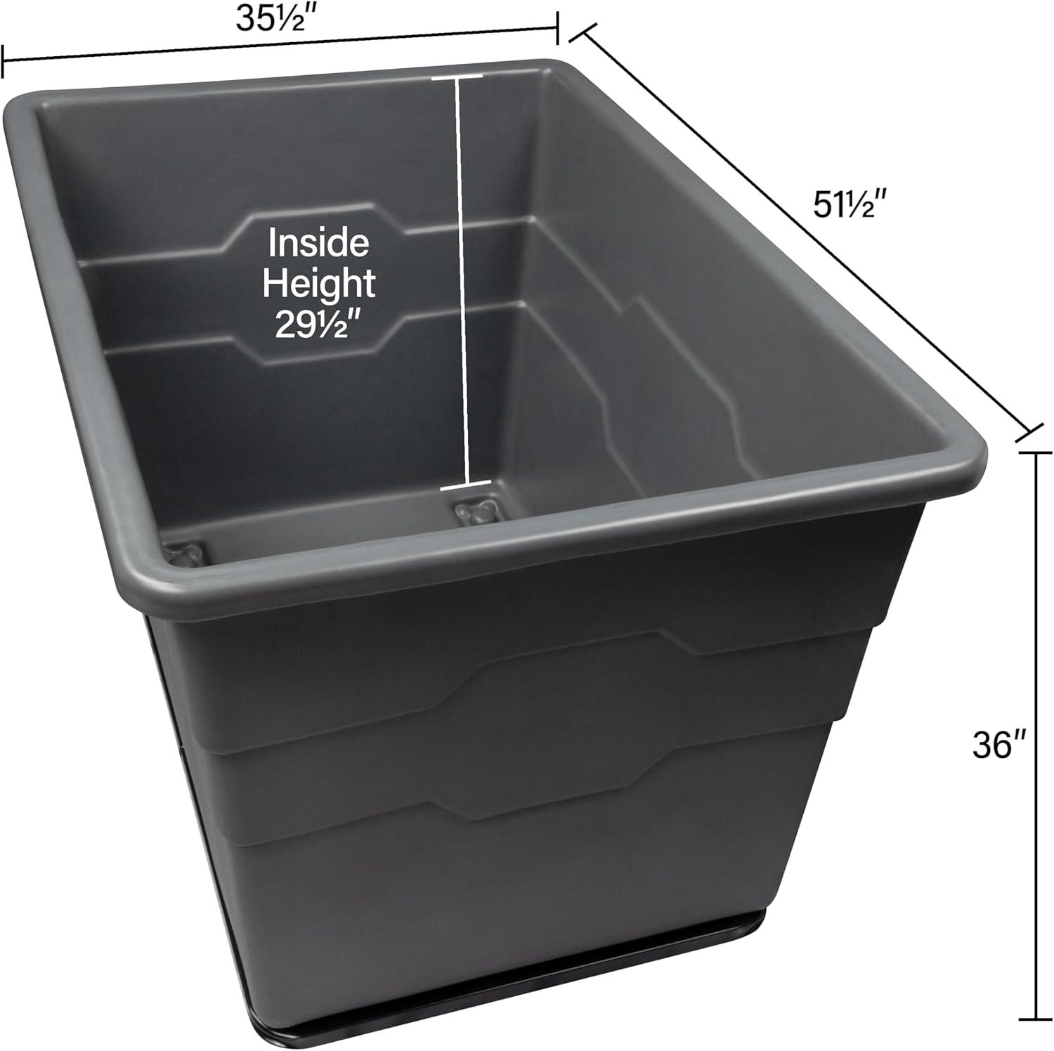 image:imageReadySpace Commercial 16 Bushel Utility Cart with Steel Base Poly Box Basket Truck Laundry Cart and Rolling Trash Bin 47Inch x 3475Inch x 355Inch 1000 Pound Weight Capacity GrayBlack