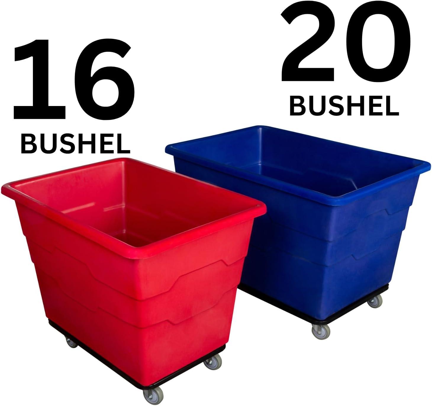 image:imageReadySpace Commercial 16 Bushel Utility Cart with Steel Base Poly Box Basket Truck Laundry Cart and Rolling Trash Bin 47Inch x 3475Inch x 355Inch 1000 Pound Weight Capacity GrayGray