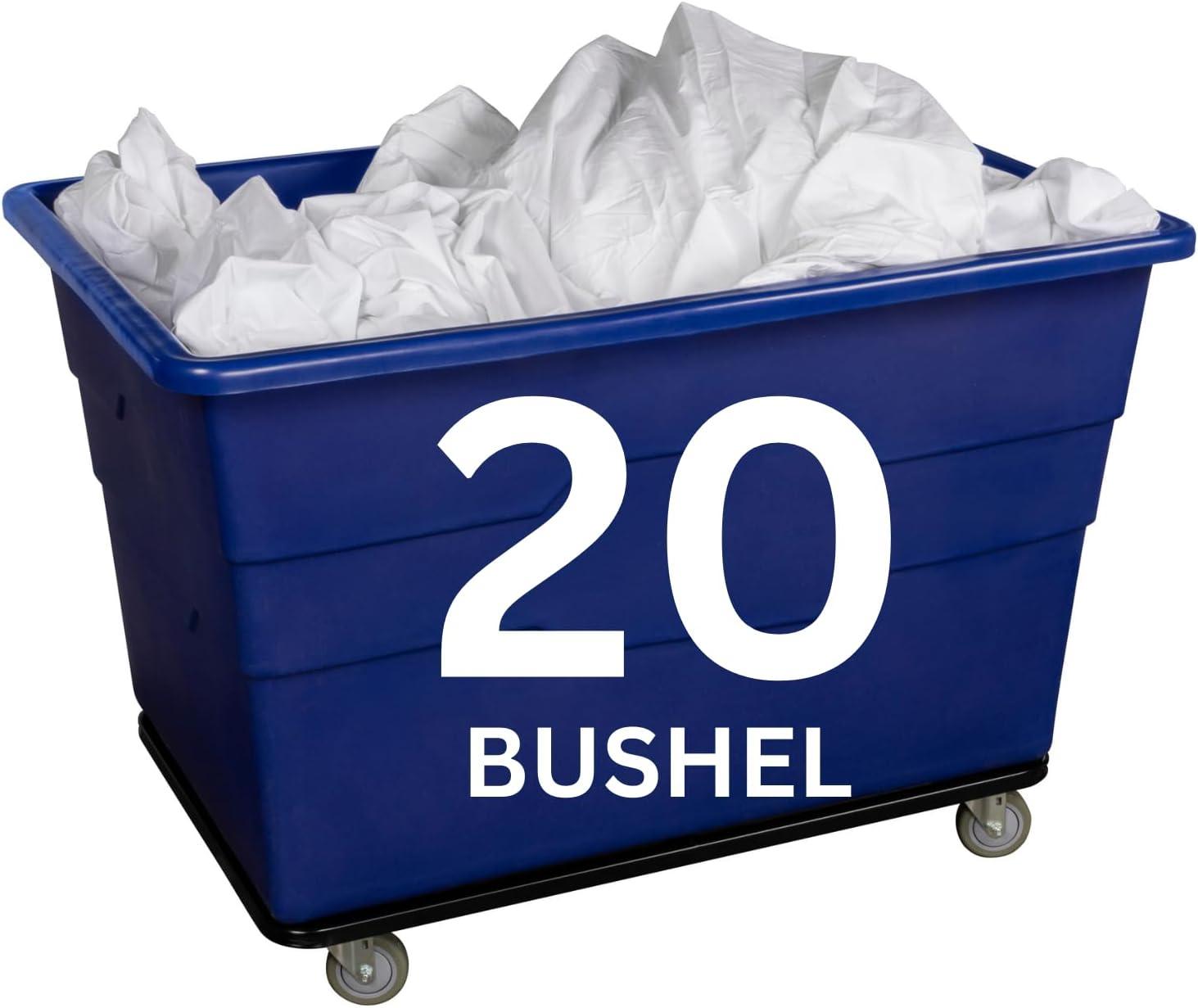 image:imageReadySpace Commercial 16 Bushel Utility Cart with Steel Base Poly Box Basket Truck Laundry Cart and Rolling Trash Bin 47Inch x 3475Inch x 355Inch 1000 Pound Weight Capacity GrayBlue