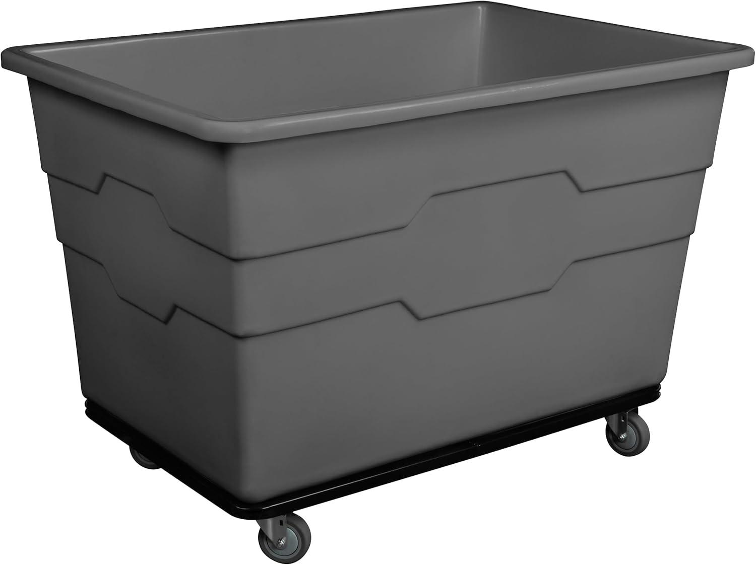 image:imageReadySpace Commercial 16 Bushel Utility Cart with Steel Base Poly Box Basket Truck Laundry Cart and Rolling Trash Bin 47Inch x 3475Inch x 355Inch 1000 Pound Weight Capacity GrayGray