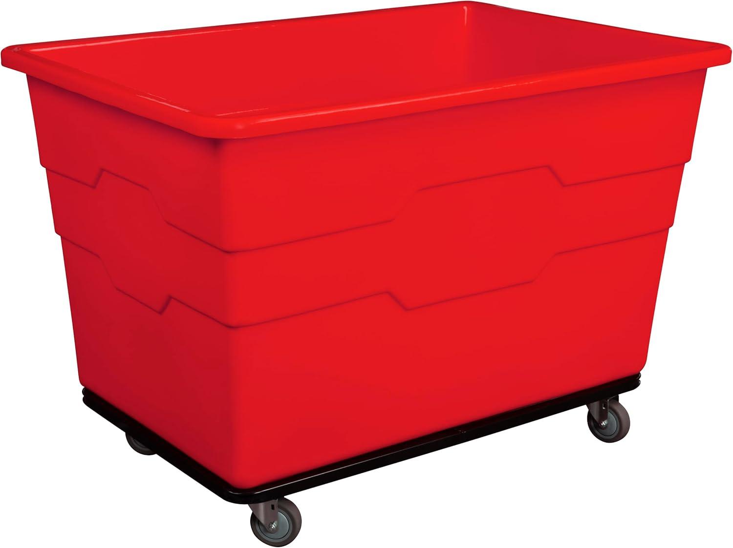 image:imageReadySpace Commercial 16 Bushel Utility Cart with Steel Base Poly Box Basket Truck Laundry Cart and Rolling Trash Bin 47Inch x 3475Inch x 355Inch 1000 Pound Weight Capacity GrayRed