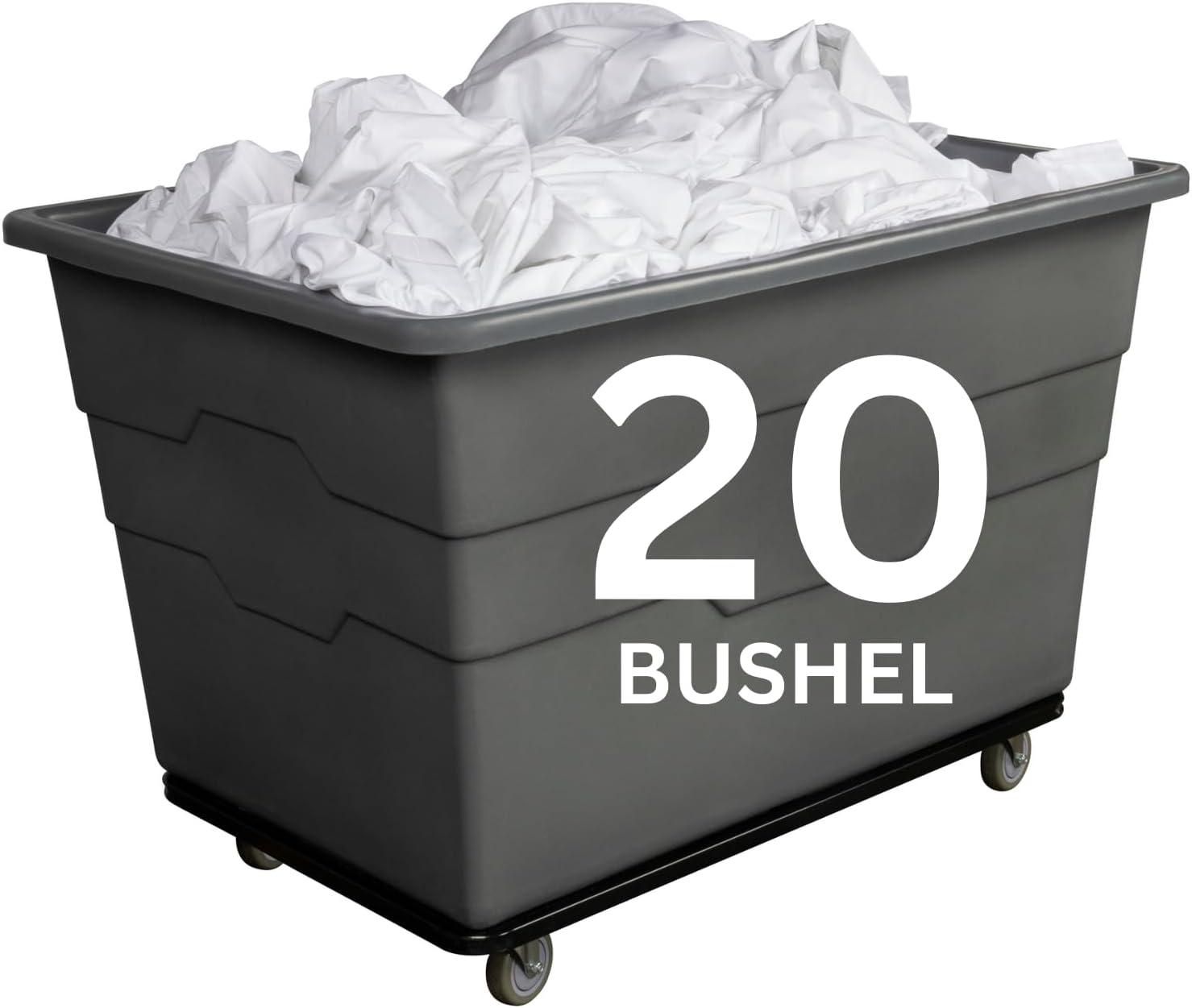 image:imageReadySpace Commercial 16 Bushel Utility Cart with Steel Base Poly Box Basket Truck Laundry Cart and Rolling Trash Bin 47Inch x 3475Inch x 355Inch 1000 Pound Weight Capacity GrayGray