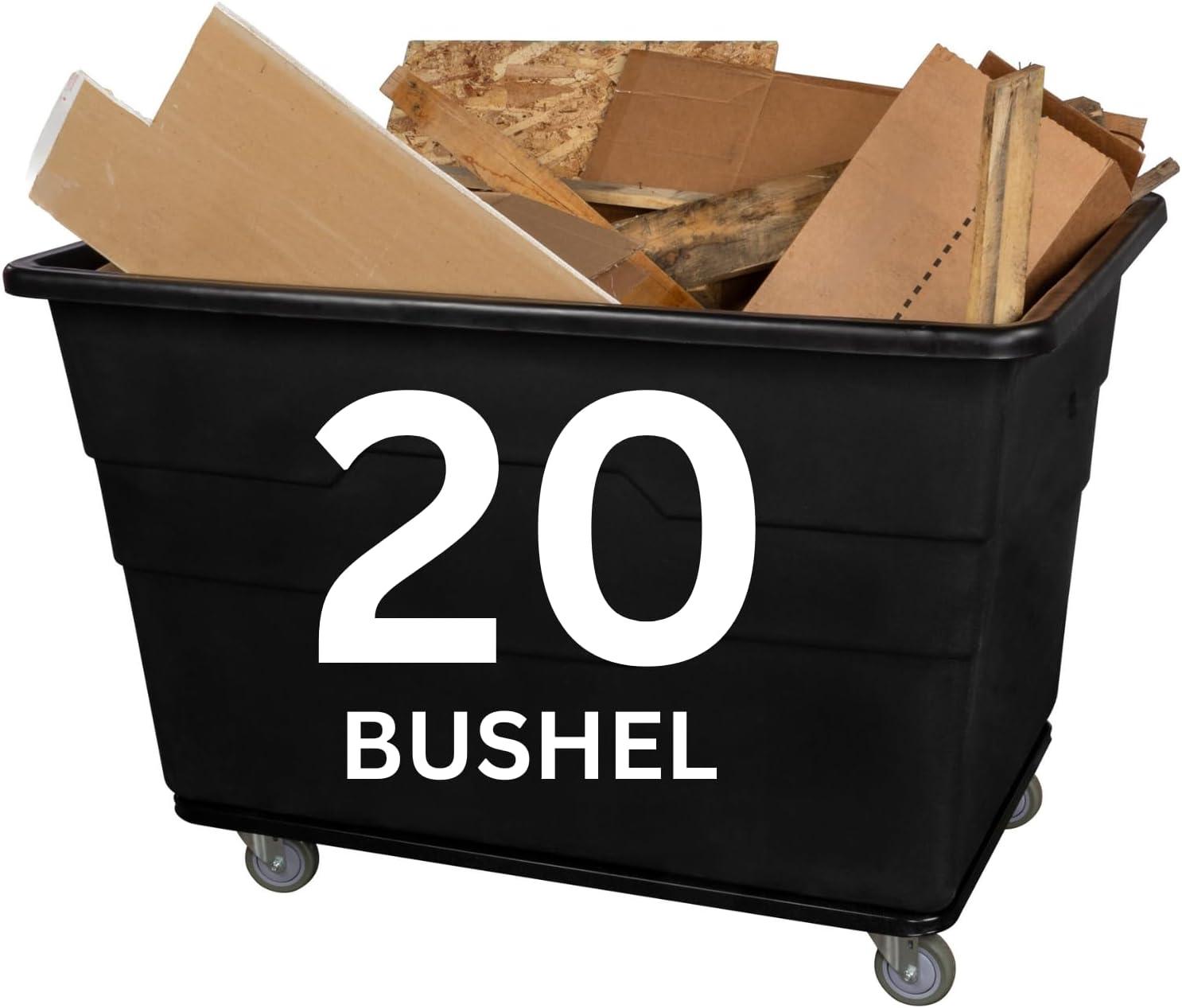 image:imageReadySpace Commercial 16 Bushel Utility Cart with Steel Base Poly Box Basket Truck Laundry Cart and Rolling Trash Bin 47Inch x 3475Inch x 355Inch 1000 Pound Weight Capacity GrayBlack