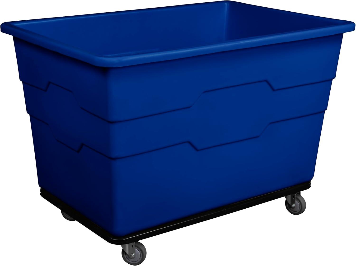 image:imageReadySpace Commercial 16 Bushel Utility Cart with Steel Base Poly Box Basket Truck Laundry Cart and Rolling Trash Bin 47Inch x 3475Inch x 355Inch 1000 Pound Weight Capacity GrayBlue