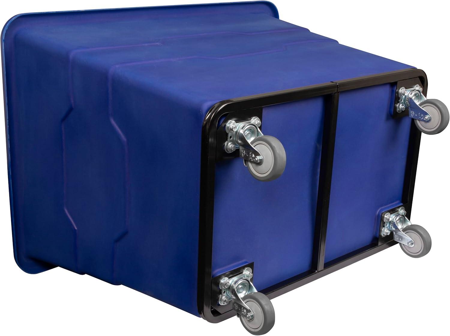 image:imageReadySpace Commercial 16 Bushel Utility Cart with Steel Base Poly Box Basket Truck Laundry Cart and Rolling Trash Bin 47Inch x 3475Inch x 355Inch 1000 Pound Weight Capacity GrayBlue