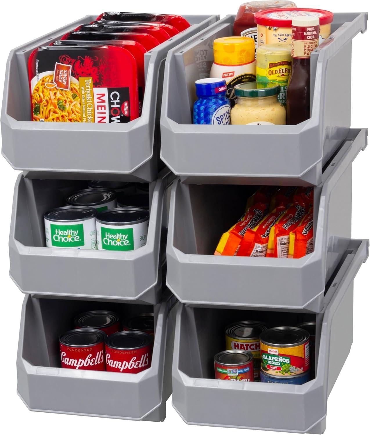 image:imageReadySpace Plastic Containers for Organizing and Storage Bins for Closet Kitchen Office Garage or Pantry Organization Stackable Bins Extra Large 148 x 165 x 7 4Pack GreyGrey