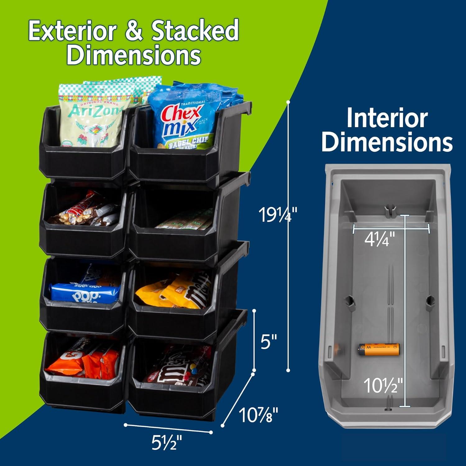 image:imageReadySpace Plastic Containers for Organizing and Storage Bins for Closet Kitchen Office Garage or Pantry Organization Stackable Bins Extra Large 148 x 165 x 7 4Pack GreyBlack
