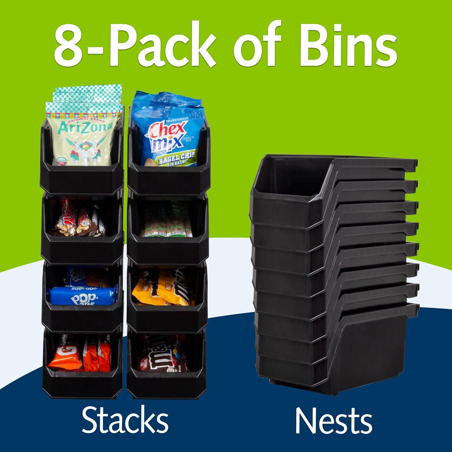image:imageReadySpace Plastic Containers for Organizing and Storage Bins for Closet Kitchen Office Garage or Pantry Organization Stackable Bins Extra Large 148 x 165 x 7 4Pack GreyBlack