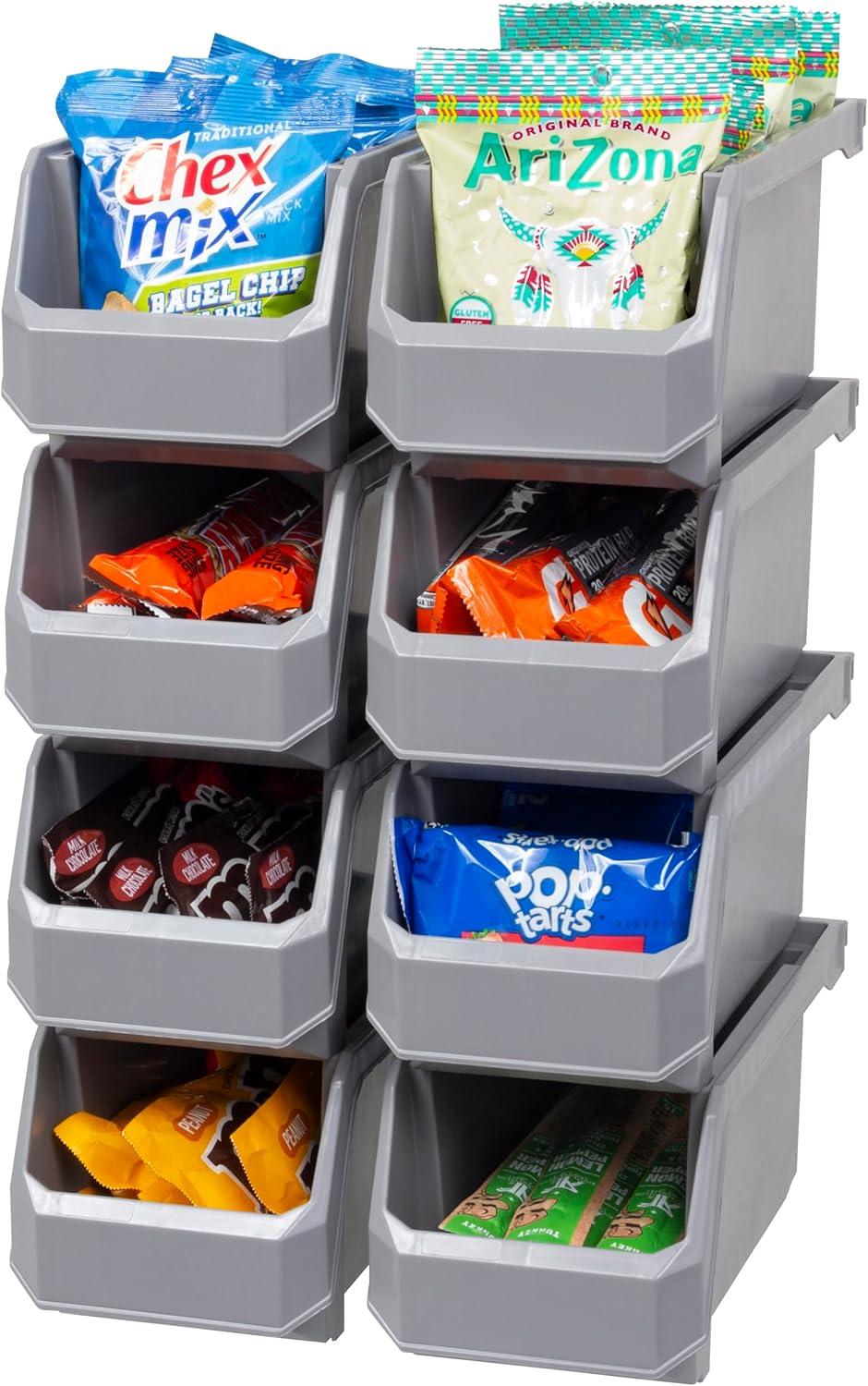 image:imageReadySpace Plastic Containers for Organizing and Storage Bins for Closet Kitchen Office Garage or Pantry Organization Stackable Bins Extra Large 148 x 165 x 7 4Pack GreyGrey