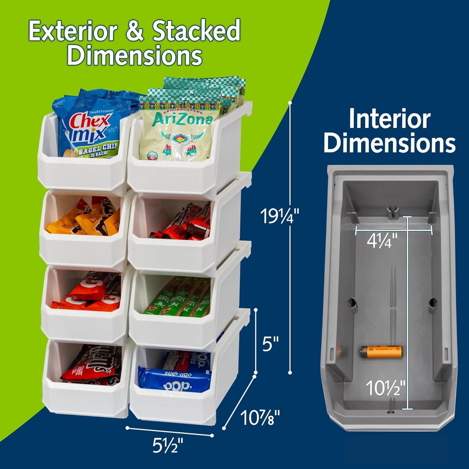 image:imageReadySpace Plastic Containers for Organizing and Storage Bins for Closet Kitchen Office Garage or Pantry Organization Stackable Bins Extra Large 148 x 165 x 7 4Pack GreyWhite