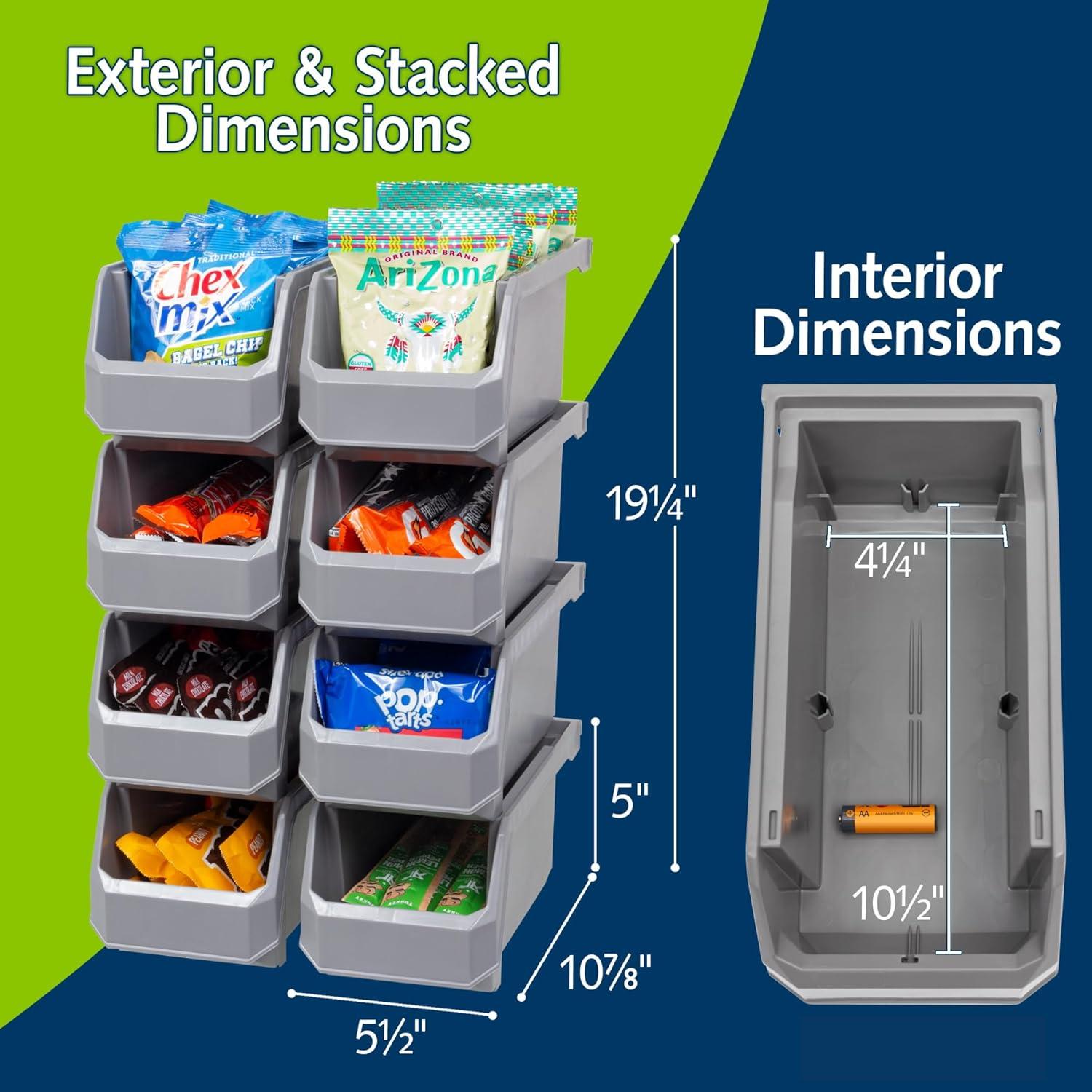 image:imageReadySpace Plastic Containers for Organizing and Storage Bins for Closet Kitchen Office Garage or Pantry Organization Stackable Bins Extra Large 148 x 165 x 7 4Pack GreyGrey