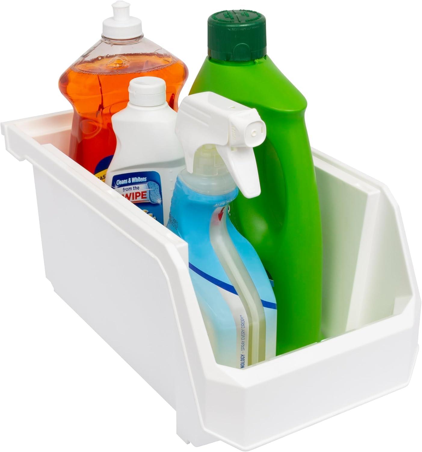 image:imageReadySpace Plastic Containers for Organizing and Storage Bins for Closet Kitchen Office Garage or Pantry Organization Stackable Bins Extra Large 148 x 165 x 7 4Pack GreyWhite