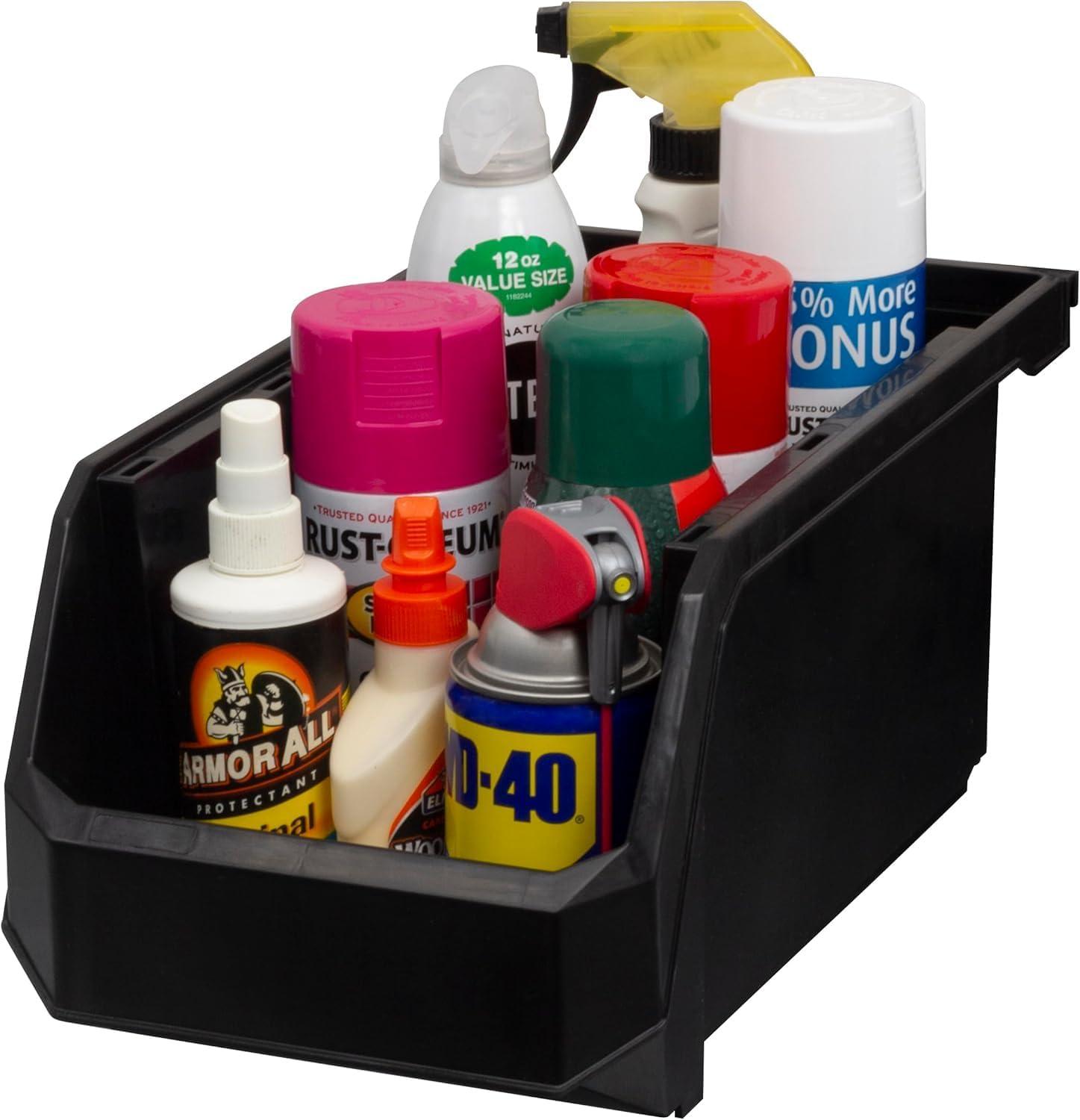 image:imageReadySpace Plastic Containers for Organizing and Storage Bins for Closet Kitchen Office Garage or Pantry Organization Stackable Bins Extra Large 148 x 165 x 7 4Pack GreyBlack