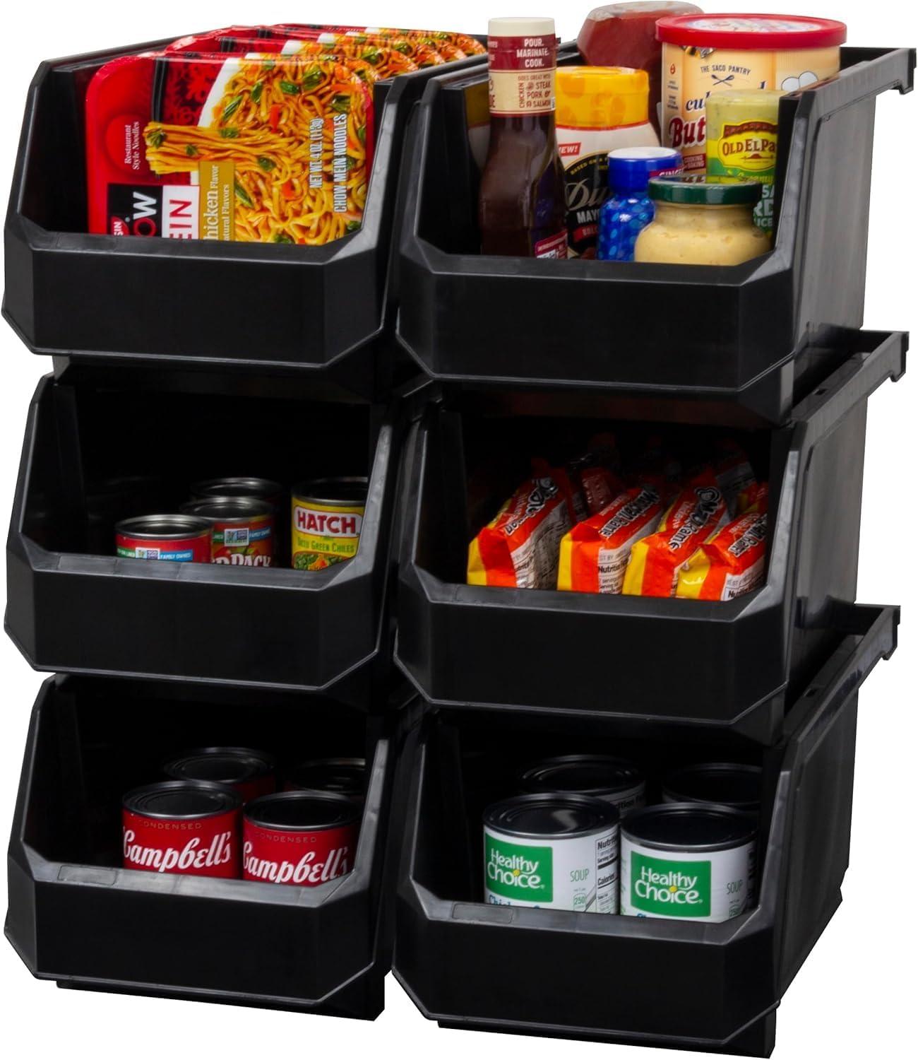 image:imageReadySpace Plastic Containers for Organizing and Storage Bins for Closet Kitchen Office Garage or Pantry Organization Stackable Bins Extra Large 148 x 165 x 7 4Pack GreyBlack