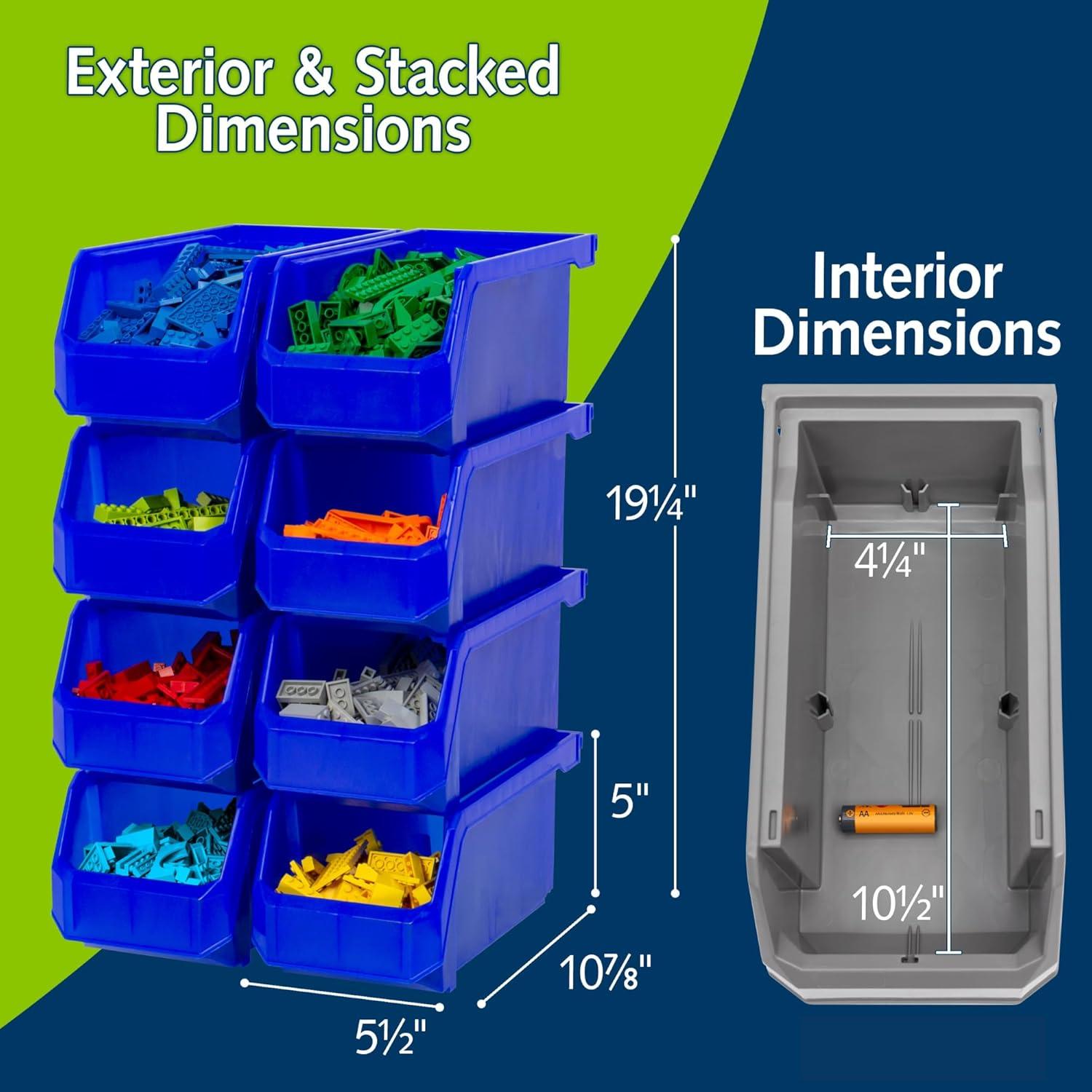 image:imageReadySpace Plastic Containers for Organizing and Storage Bins for Closet Kitchen Office Garage or Pantry Organization Stackable Bins Extra Large 148 x 165 x 7 4Pack GreyBlue