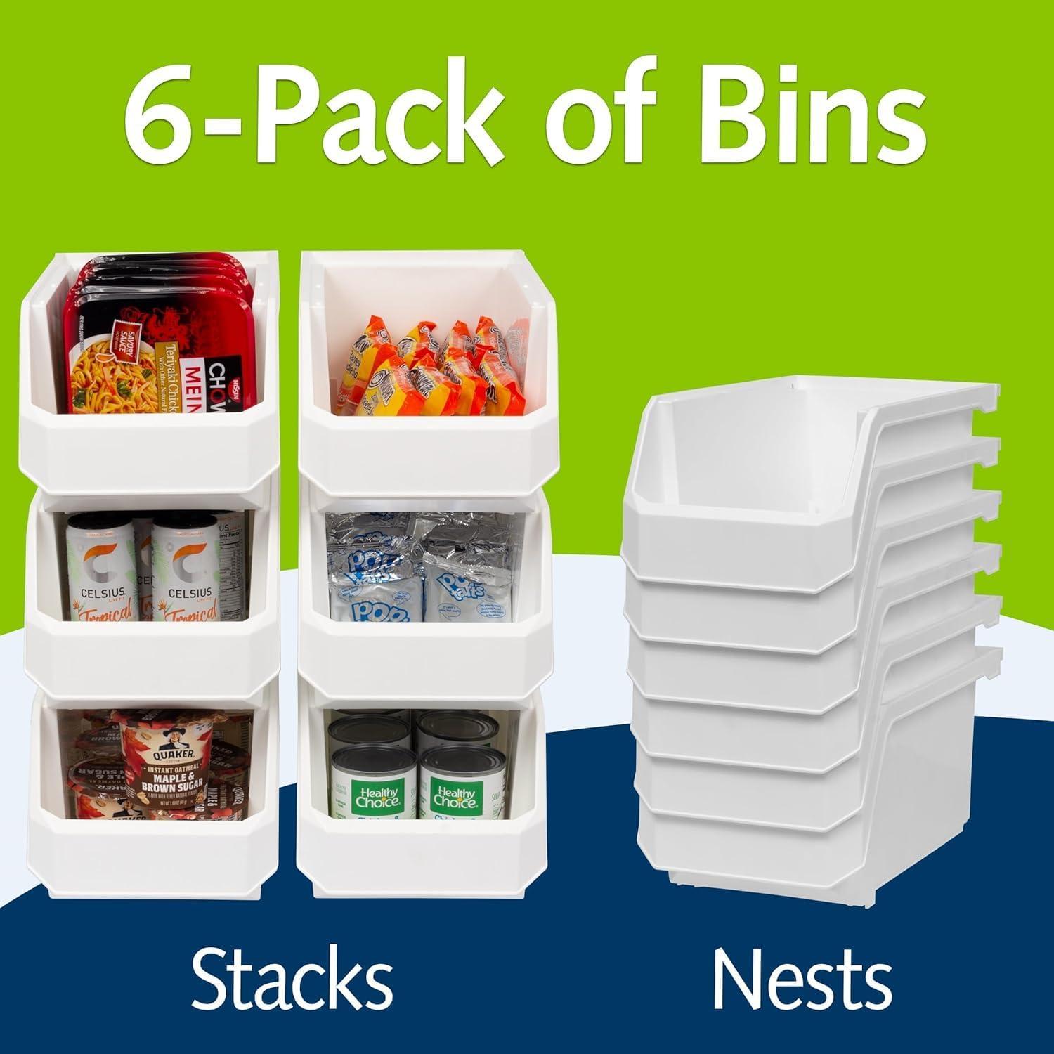 image:imageReadySpace Plastic Containers for Organizing and Storage Bins for Closet Kitchen Office Garage or Pantry Organization Stackable Bins Extra Large 148 x 165 x 7 4Pack GreyWhite