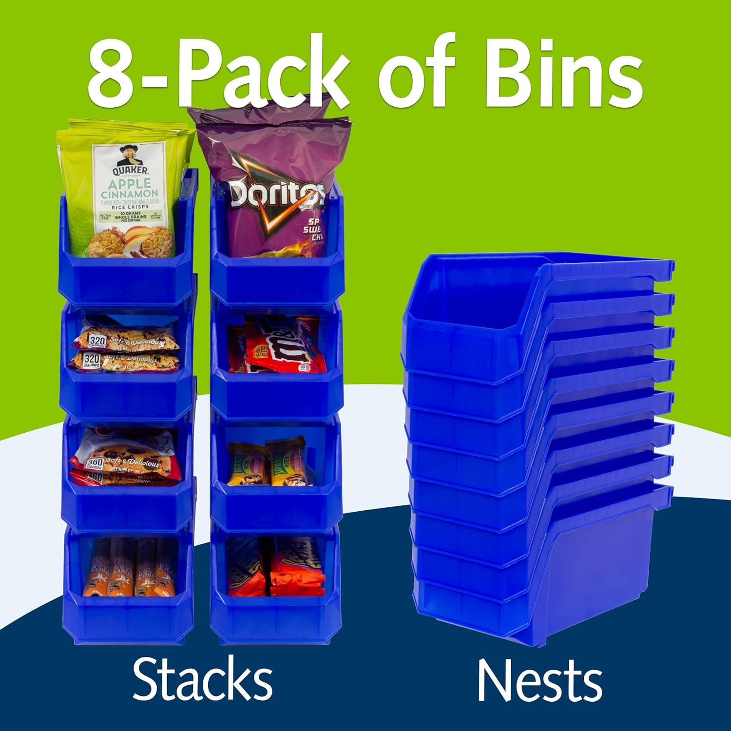 image:imageReadySpace Plastic Containers for Organizing and Storage Bins for Closet Kitchen Office Garage or Pantry Organization Stackable Bins Extra Large 148 x 165 x 7 4Pack GreyBlue