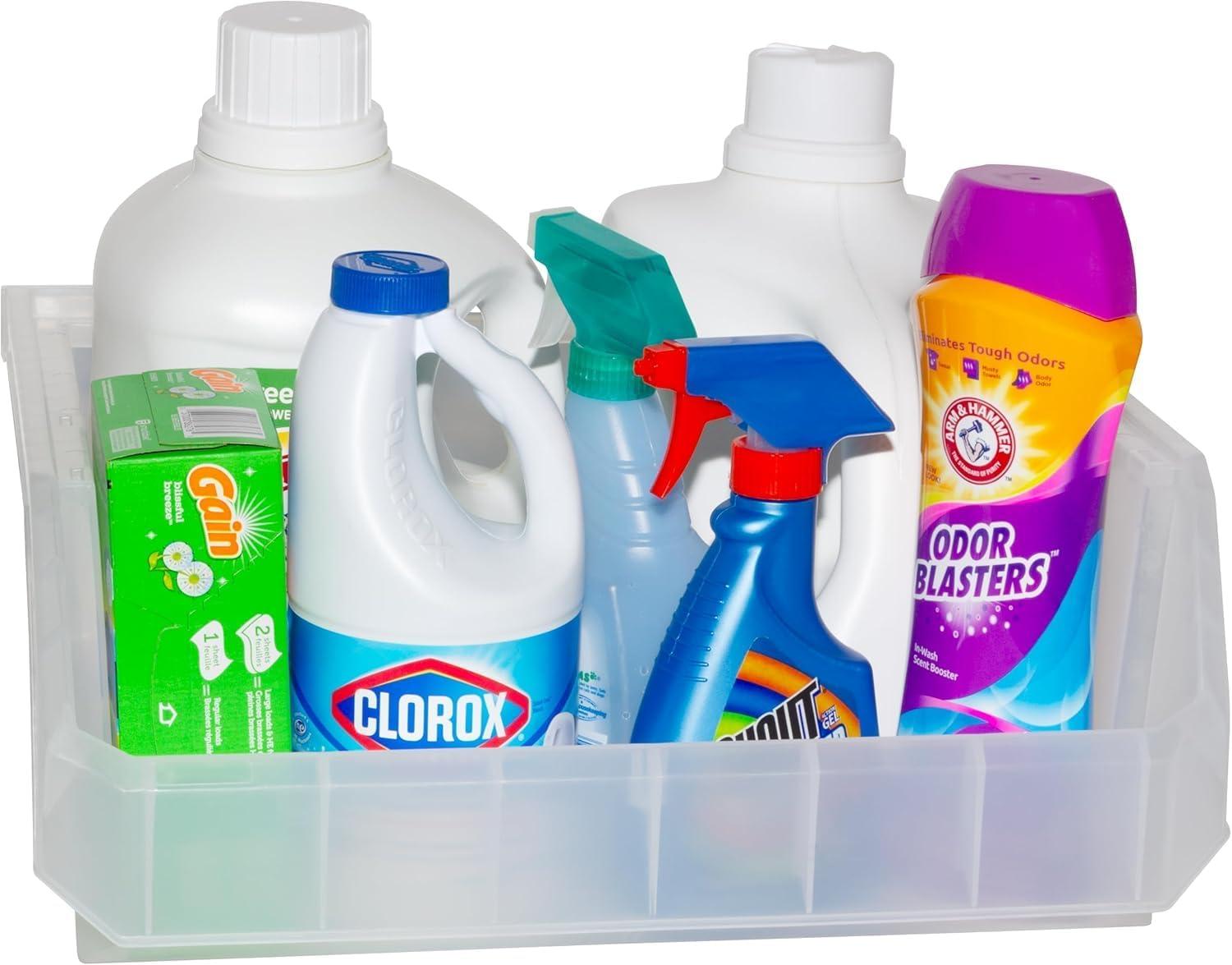 image:imageReadySpace Plastic Containers for Organizing and Storage Bins for Closet Kitchen Office Garage or Pantry Organization Stackable Bins Extra Large 148 x 165 x 7 4Pack GreyClear