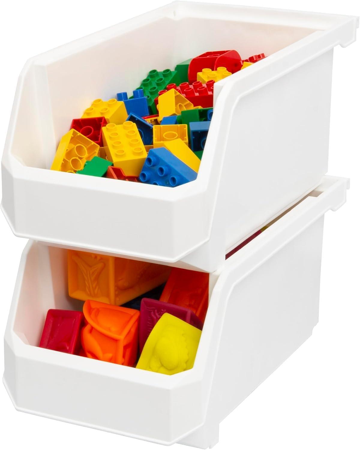 image:imageReadySpace Plastic Containers for Organizing and Storage Bins for Closet Kitchen Office Garage or Pantry Organization Stackable Bins Extra Large 148 x 165 x 7 4Pack GreyWhite