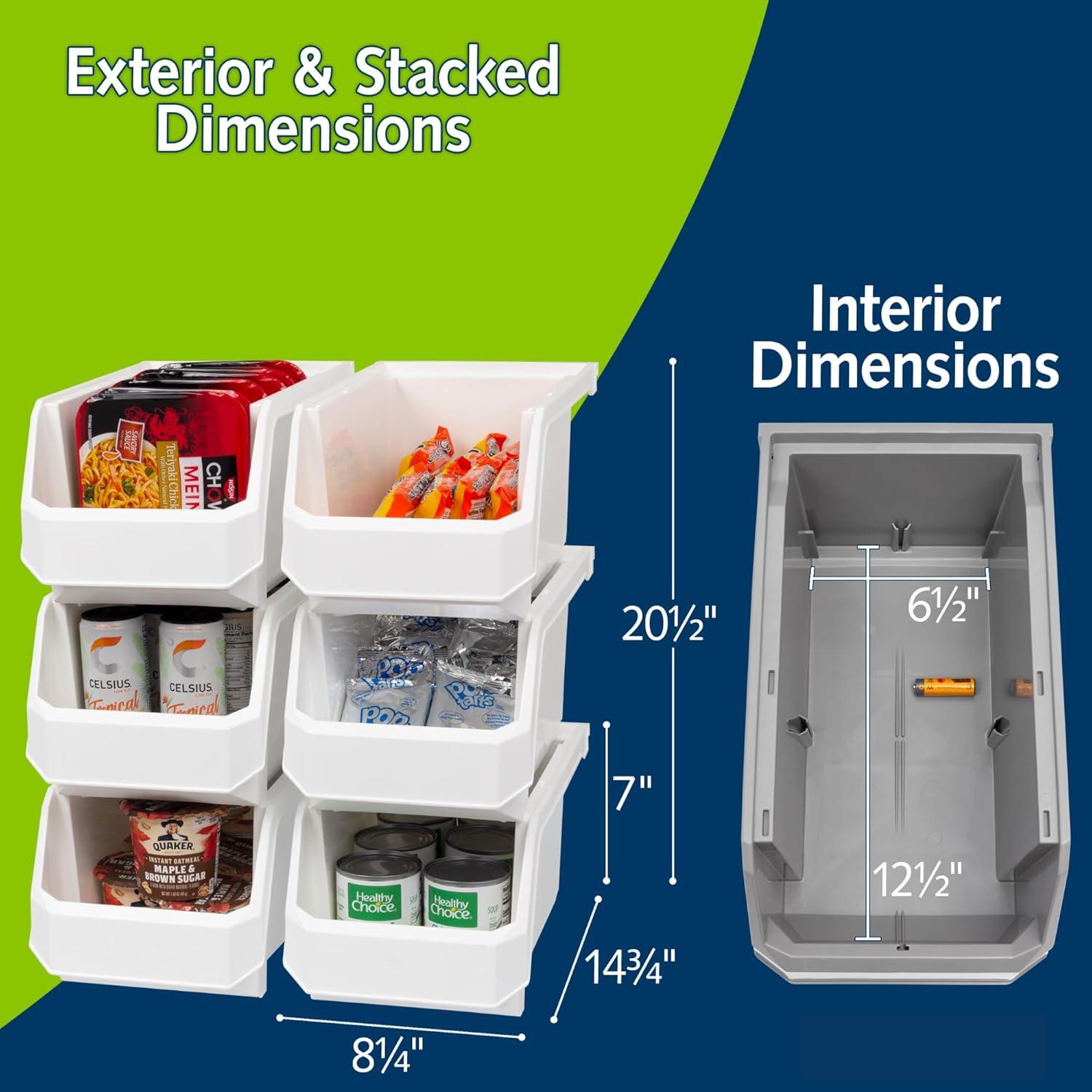 image:imageReadySpace Plastic Containers for Organizing and Storage Bins for Closet Kitchen Office Garage or Pantry Organization Stackable Bins Extra Large 148 x 165 x 7 4Pack GreyWhite