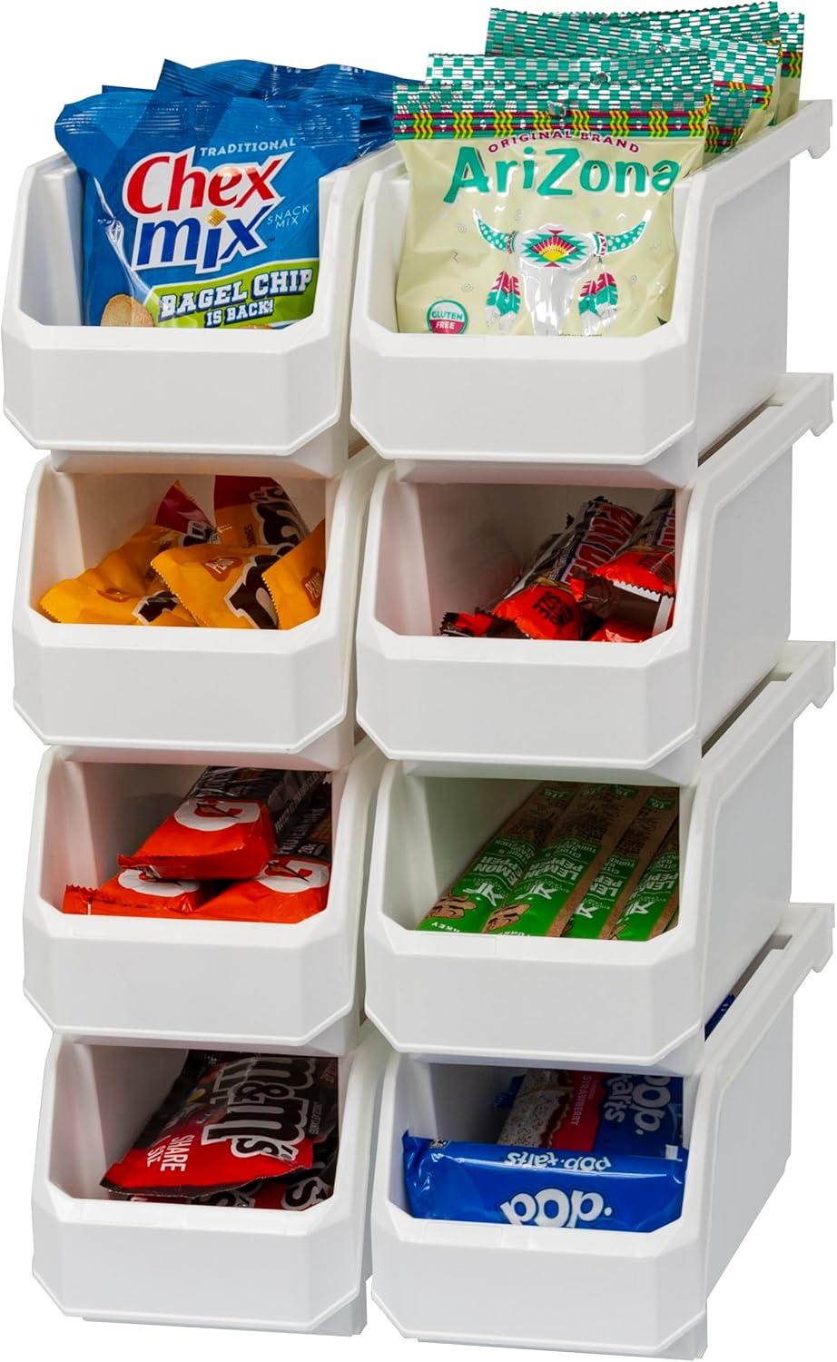 image:imageReadySpace Plastic Containers for Organizing and Storage Bins for Closet Kitchen Office Garage or Pantry Organization Stackable Bins Extra Large 148 x 165 x 7 4Pack GreyWhite