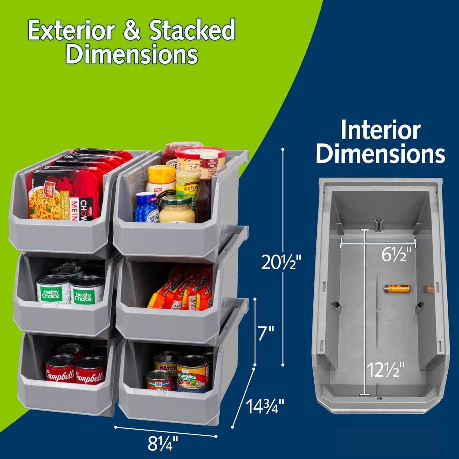 image:imageReadySpace Plastic Containers for Organizing and Storage Bins for Closet Kitchen Office Garage or Pantry Organization Stackable Bins Extra Large 148 x 165 x 7 4Pack GreyGrey