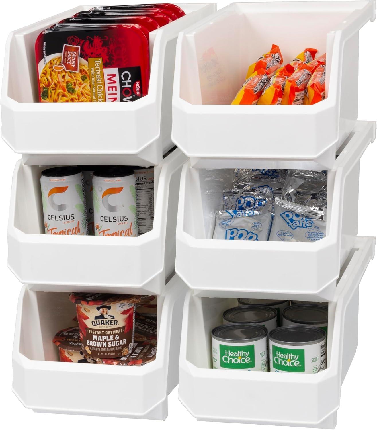 image:imageReadySpace Plastic Containers for Organizing and Storage Bins for Closet Kitchen Office Garage or Pantry Organization Stackable Bins Extra Large 148 x 165 x 7 4Pack GreyWhite