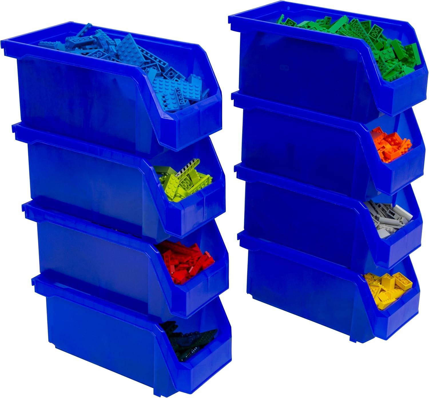 image:imageReadySpace Plastic Containers for Organizing and Storage Bins for Closet Kitchen Office Garage or Pantry Organization Stackable Bins Extra Large 148 x 165 x 7 4Pack GreyBlue