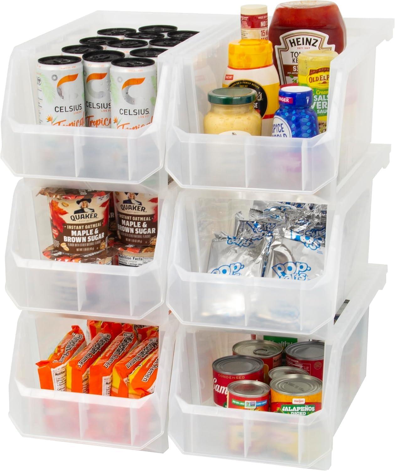 image:imageReadySpace Plastic Containers for Organizing and Storage Bins for Closet Kitchen Office Garage or Pantry Organization Stackable Bins Extra Large 148 x 165 x 7 4Pack GreyClear
