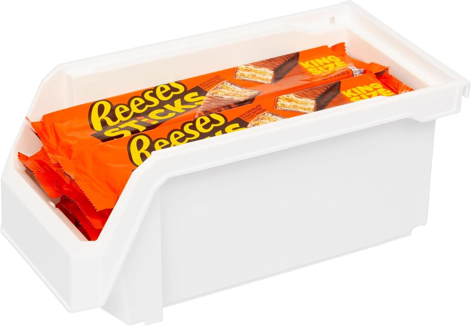 image:imageReadySpace Plastic Containers for Organizing and Storage Bins for Closet Kitchen Office Garage or Pantry Organization Stackable Bins Extra Large 148 x 165 x 7 4Pack GreyWhite