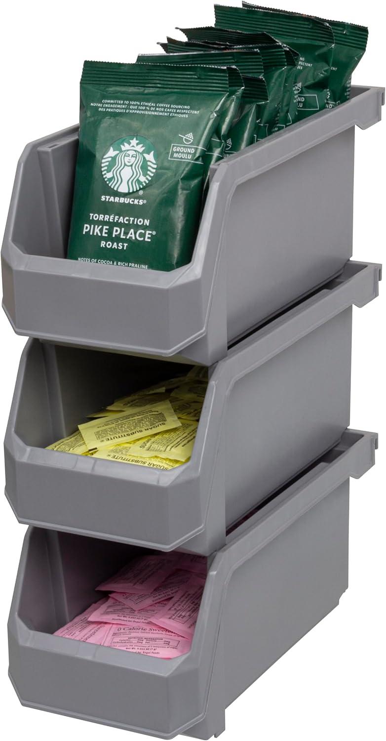 image:imageReadySpace Plastic Containers for Organizing and Storage Bins for Closet Kitchen Office Garage or Pantry Organization Stackable Bins Extra Large 148 x 165 x 7 4Pack GreyGrey