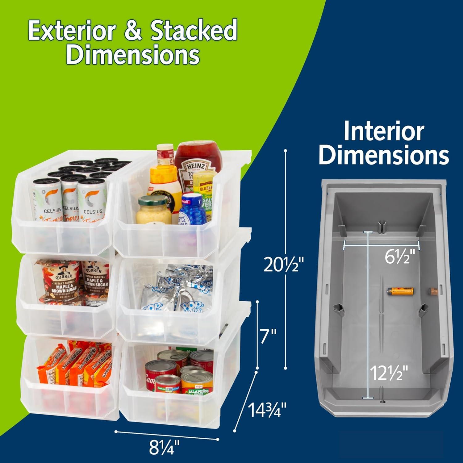 image:imageReadySpace Plastic Containers for Organizing and Storage Bins for Closet Kitchen Office Garage or Pantry Organization Stackable Bins Extra Large 148 x 165 x 7 4Pack GreyClear