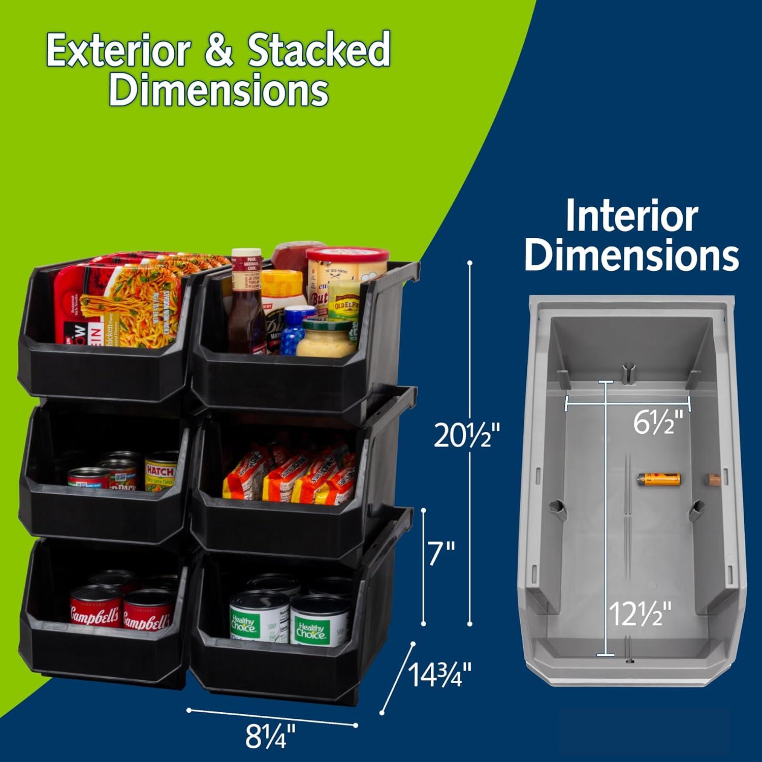 image:imageReadySpace Plastic Containers for Organizing and Storage Bins for Closet Kitchen Office Garage or Pantry Organization Stackable Bins Extra Large 148 x 165 x 7 4Pack GreyBlack