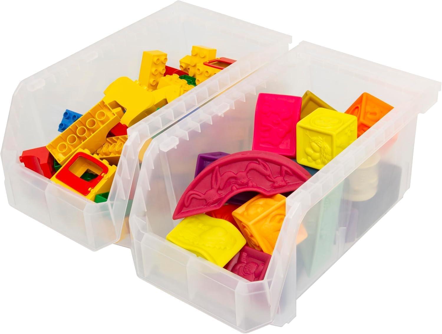 image:imageReadySpace Plastic Containers for Organizing and Storage Bins for Closet Kitchen Office Garage or Pantry Organization Stackable Bins Extra Large 148 x 165 x 7 4Pack GreyClear