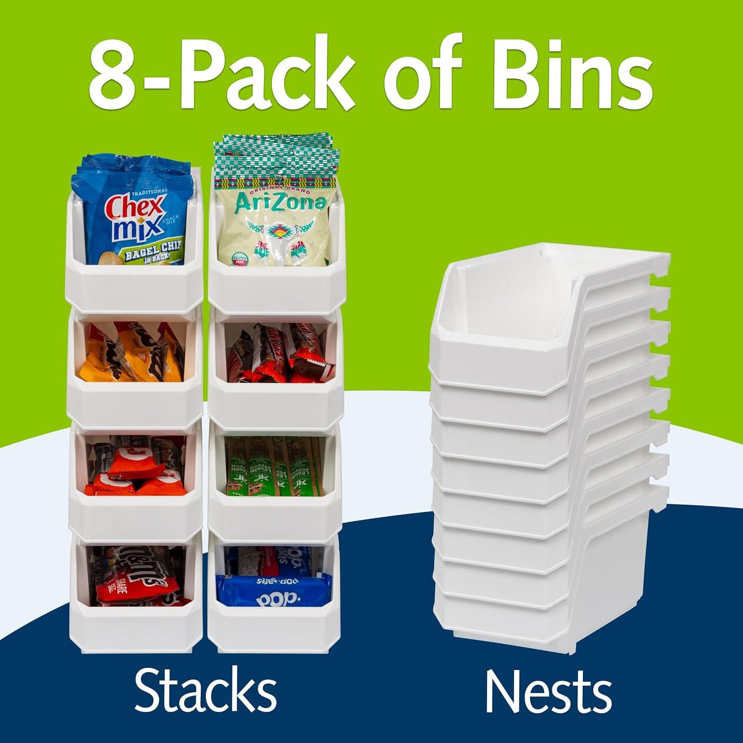 image:imageReadySpace Plastic Containers for Organizing and Storage Bins for Closet Kitchen Office Garage or Pantry Organization Stackable Bins Extra Large 148 x 165 x 7 4Pack GreyWhite