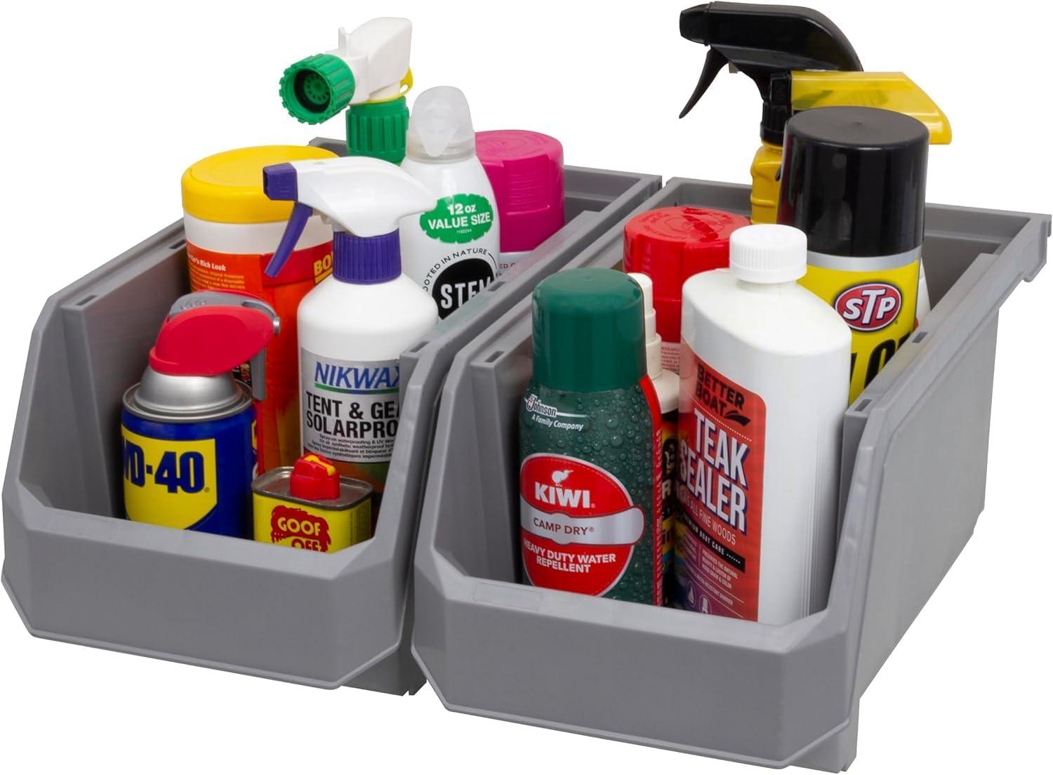 image:imageReadySpace Plastic Containers for Organizing and Storage Bins for Closet Kitchen Office Garage or Pantry Organization Stackable Bins Extra Large 148 x 165 x 7 4Pack GreyGrey