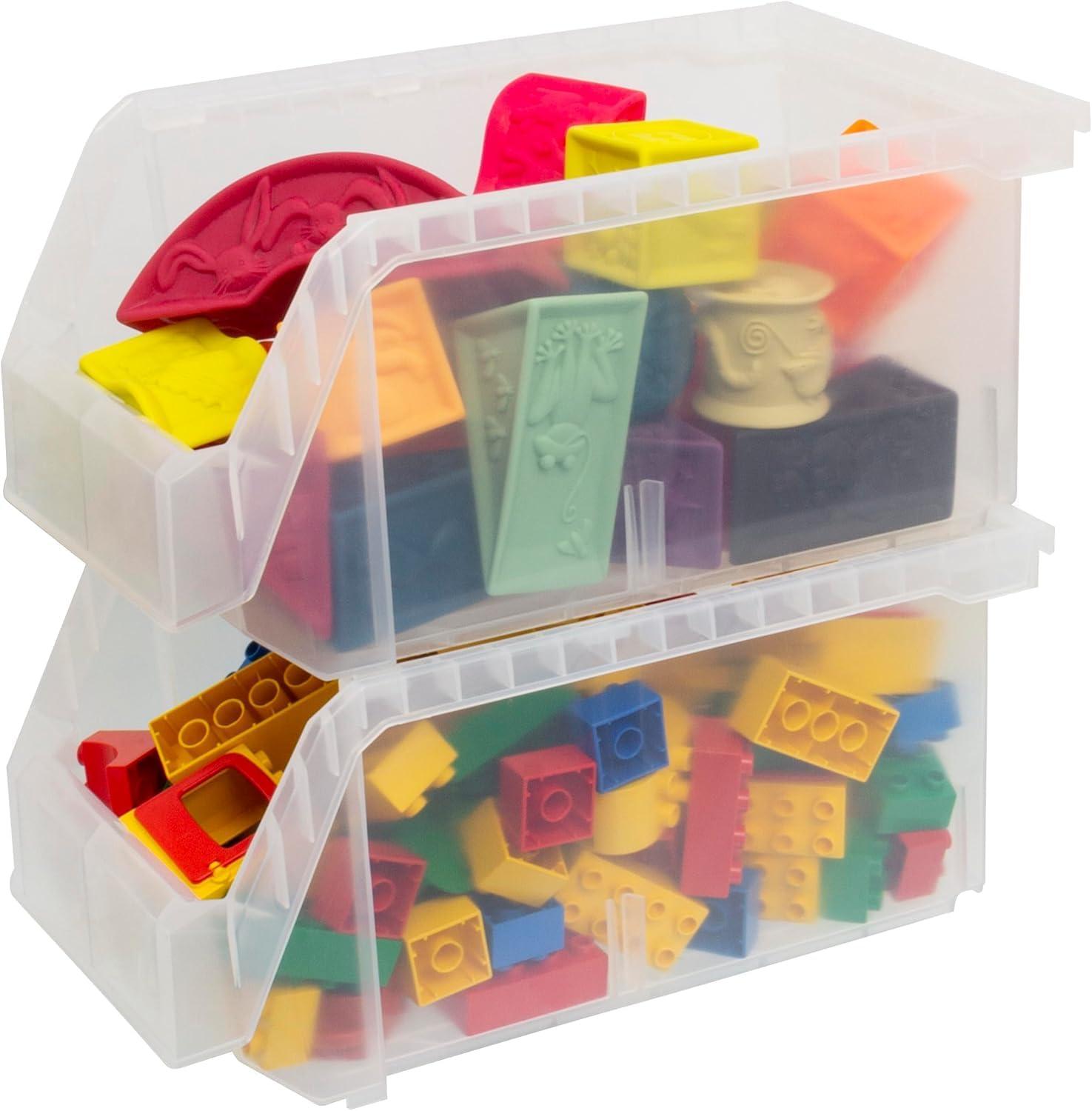 image:imageReadySpace Plastic Containers for Organizing and Storage Bins for Closet Kitchen Office Garage or Pantry Organization Stackable Bins Extra Large 148 x 165 x 7 4Pack GreyClear