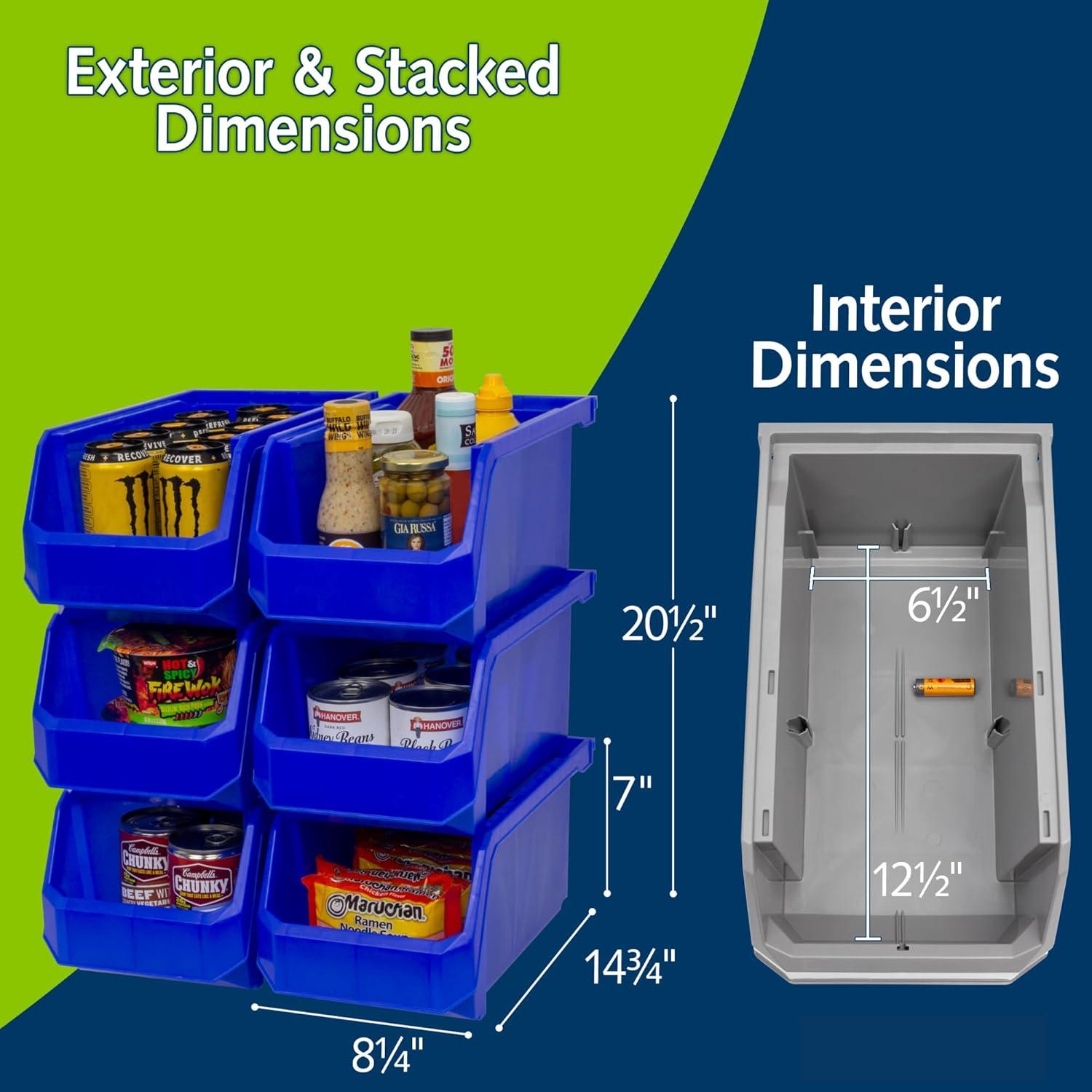 image:imageReadySpace Plastic Containers for Organizing and Storage Bins for Closet Kitchen Office Garage or Pantry Organization Stackable Bins Extra Large 148 x 165 x 7 4Pack GreyBlue