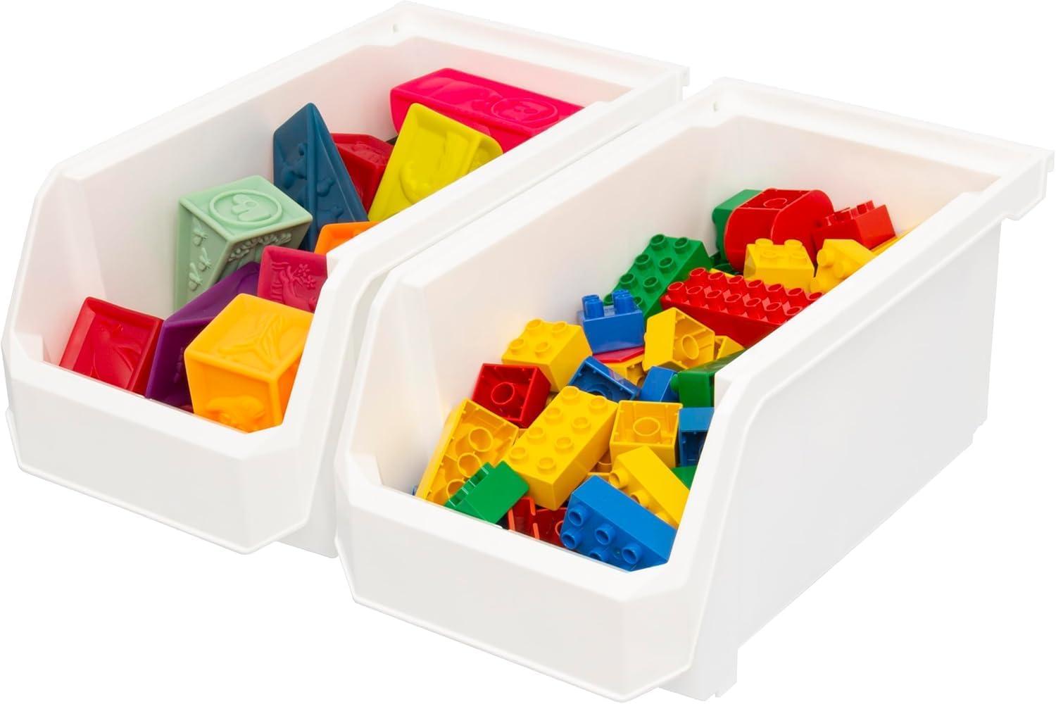 image:imageReadySpace Plastic Containers for Organizing and Storage Bins for Closet Kitchen Office Garage or Pantry Organization Stackable Bins Extra Large 148 x 165 x 7 4Pack GreyWhite