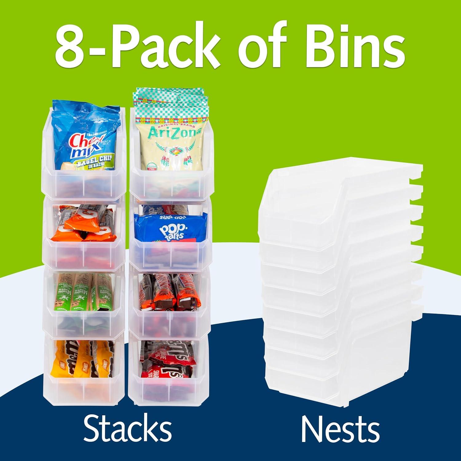 image:imageReadySpace Plastic Containers for Organizing and Storage Bins for Closet Kitchen Office Garage or Pantry Organization Stackable Bins Extra Large 148 x 165 x 7 4Pack GreyClear