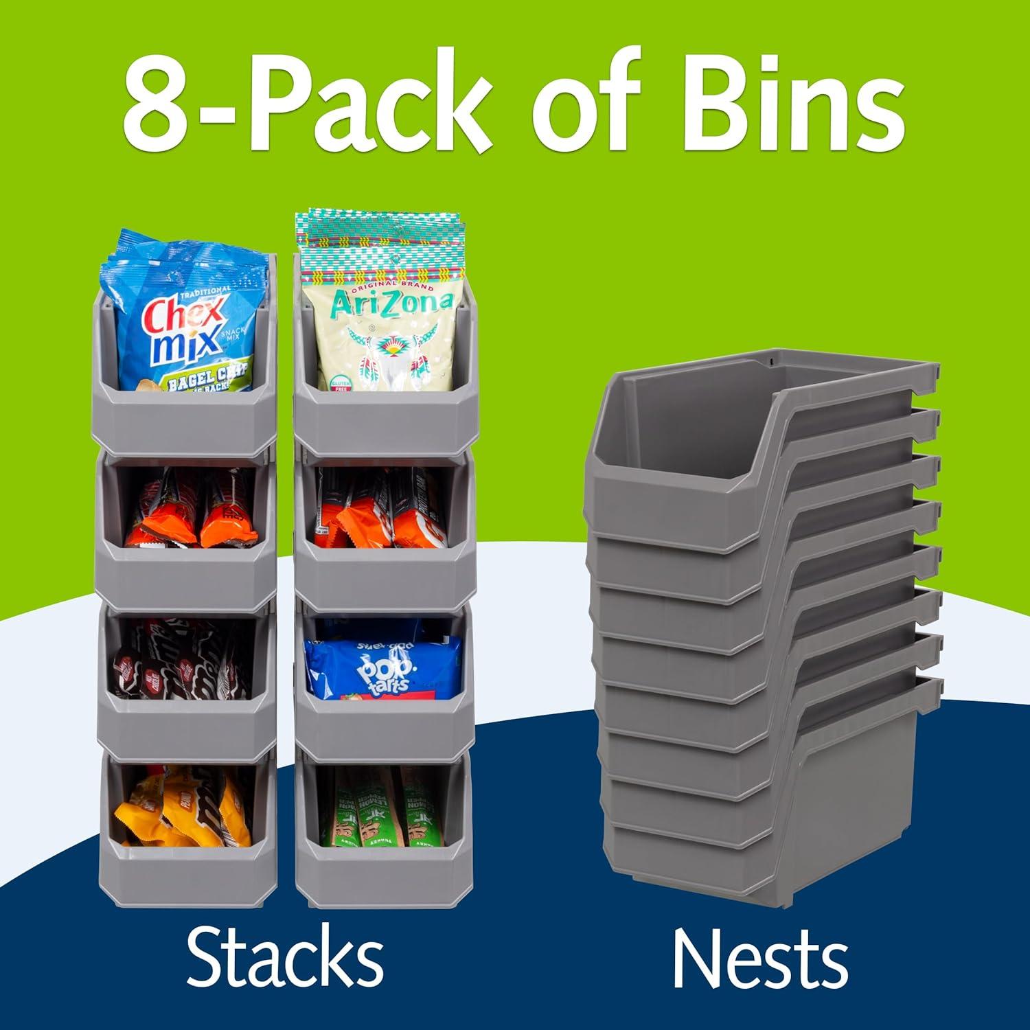 image:imageReadySpace Plastic Containers for Organizing and Storage Bins for Closet Kitchen Office Garage or Pantry Organization Stackable Bins Extra Large 148 x 165 x 7 4Pack GreyGrey