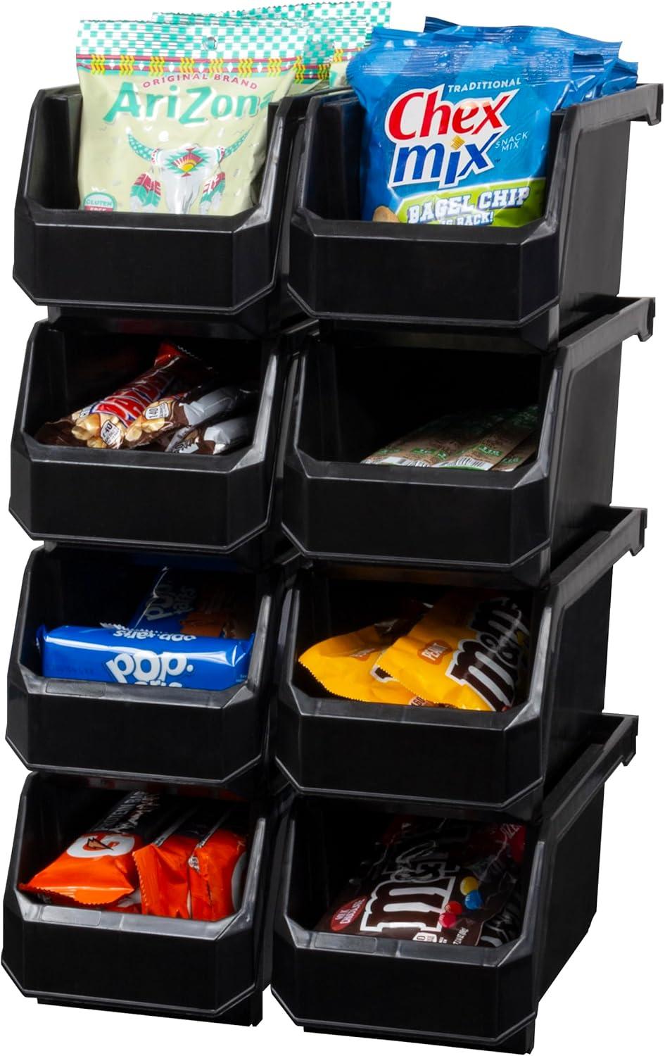 image:imageReadySpace Plastic Containers for Organizing and Storage Bins for Closet Kitchen Office Garage or Pantry Organization Stackable Bins Extra Large 148 x 165 x 7 4Pack GreyBlack