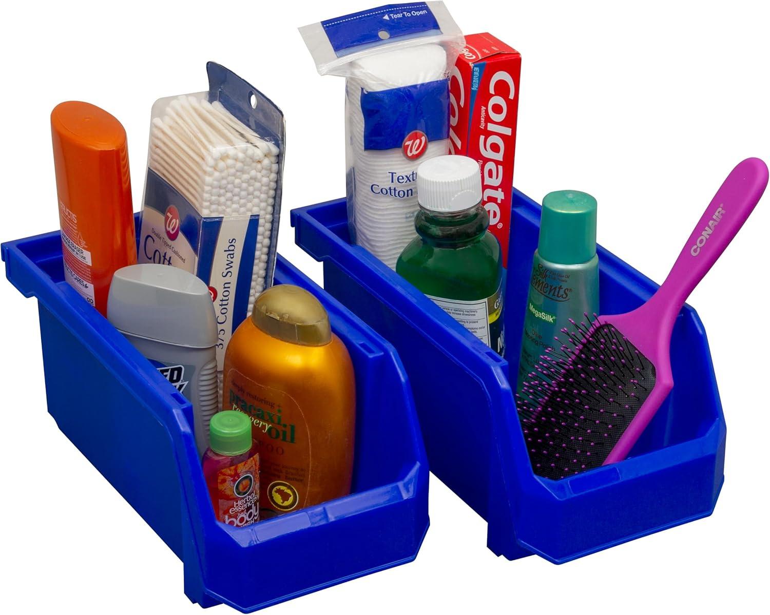 image:imageReadySpace Plastic Containers for Organizing and Storage Bins for Closet Kitchen Office Garage or Pantry Organization Stackable Bins Extra Large 148 x 165 x 7 4Pack GreyBlue