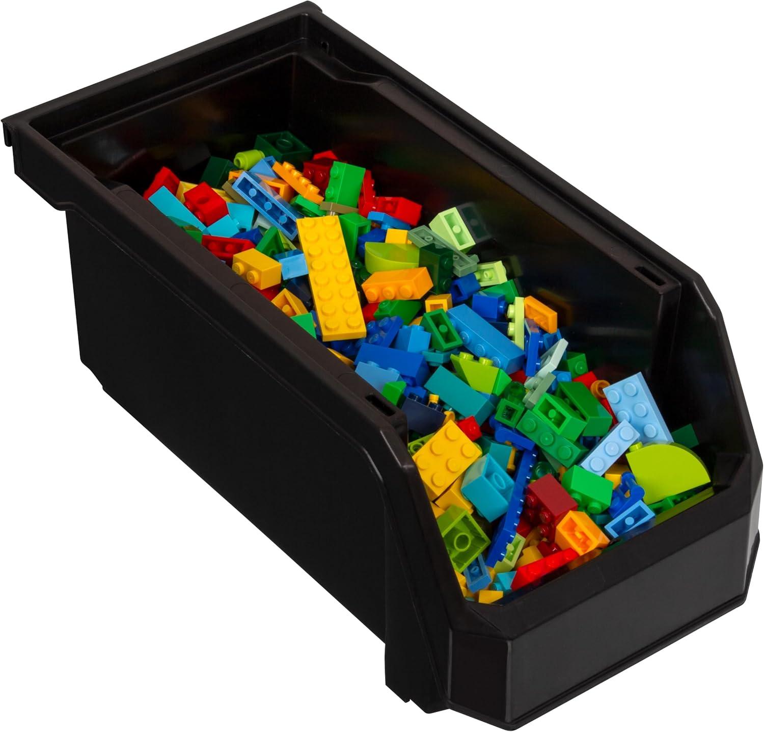 image:imageReadySpace Plastic Containers for Organizing and Storage Bins for Closet Kitchen Office Garage or Pantry Organization Stackable Bins Extra Large 148 x 165 x 7 4Pack GreyBlack