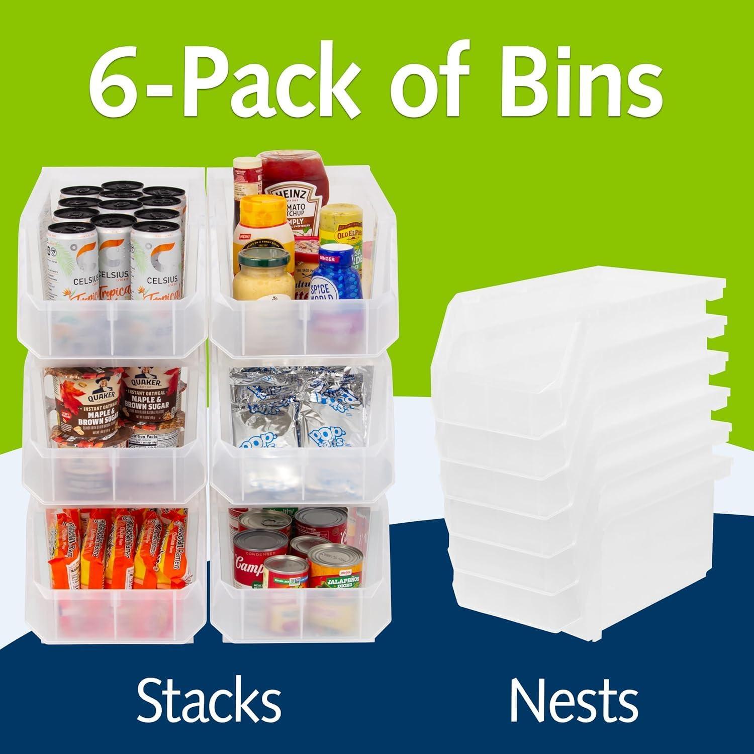 image:imageReadySpace Plastic Containers for Organizing and Storage Bins for Closet Kitchen Office Garage or Pantry Organization Stackable Bins Extra Large 148 x 165 x 7 4Pack GreyClear