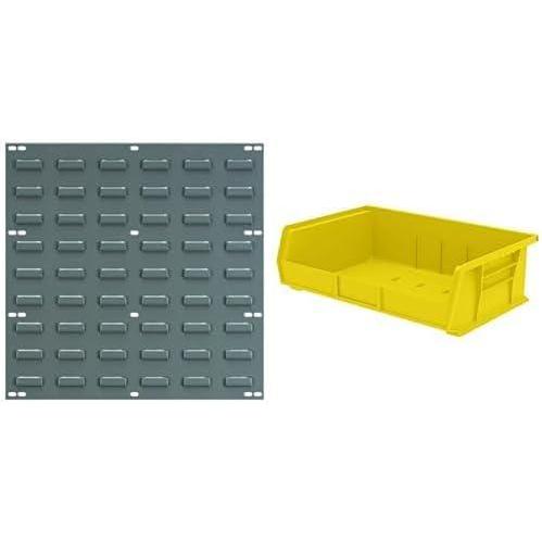 image:imageAkroMils 18x19 Steel Wall Mount Louvered Panel with 6Pack of 11 x16 x5 AkroBins Stackable Plastic Storage Bins Yellow Organization Bundle for Garage Workshop Classroom