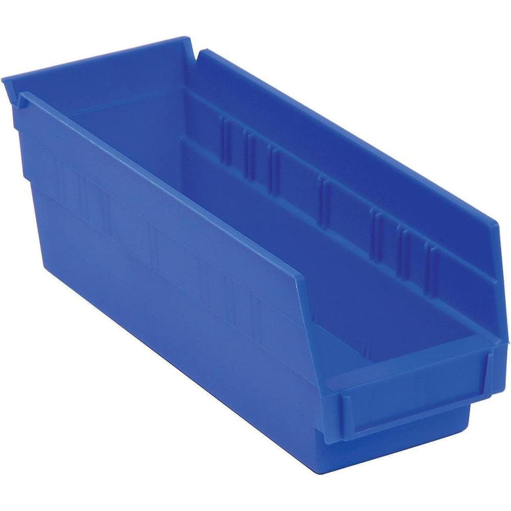 image:imageAkroMils 30124 Plastic Shelf Bins Heavy Duty Storage Bins for Garage Closet and Drawer Organization 24Inch x 4Inch x 4Inch Blue 12PackBlue