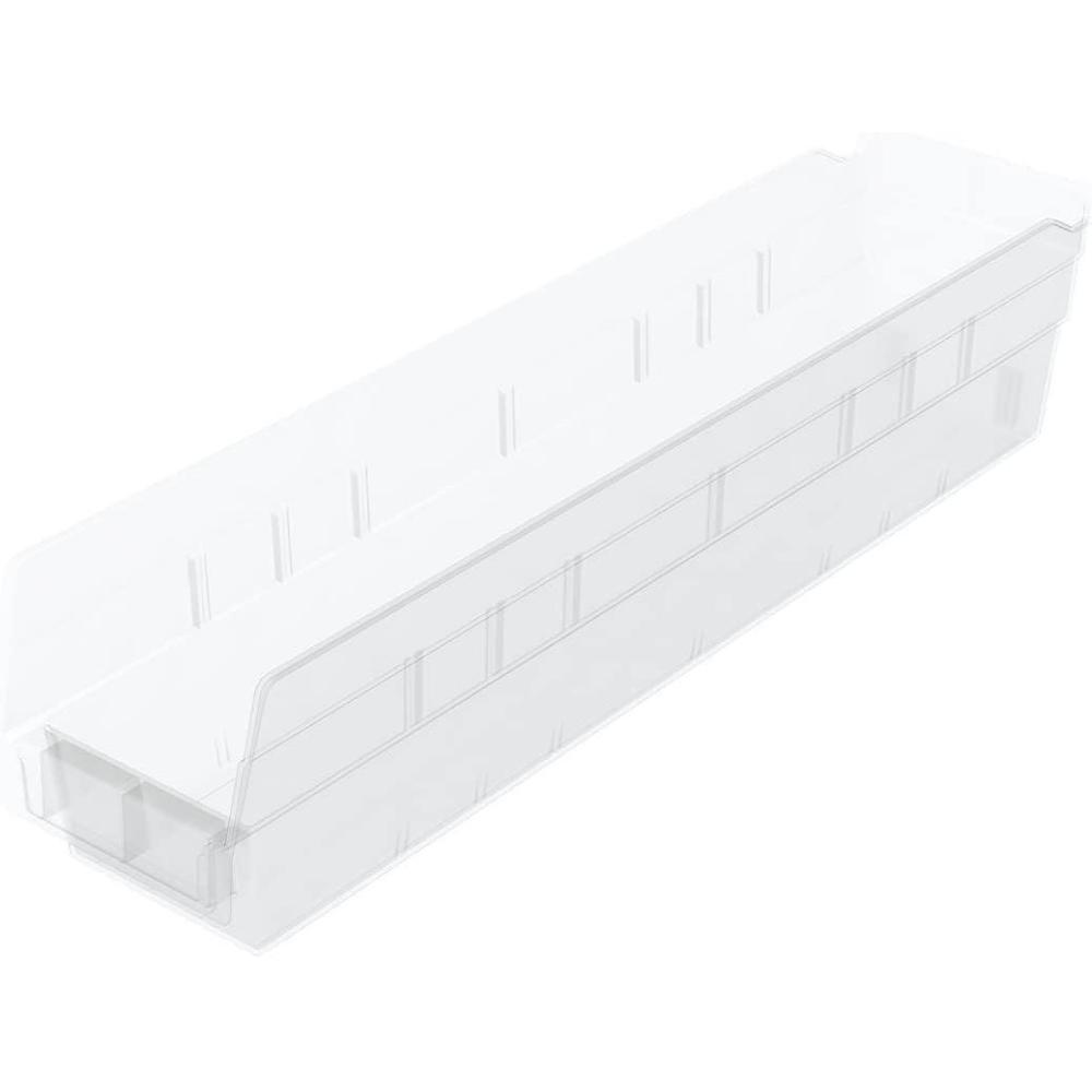 image:imageAkroMils 30128 Plastic Shelf Bins Heavy Duty Storage Bins for Garage Closet and Drawer Organization 18Inch x 4Inch x 4Inch Blue 12PackClear